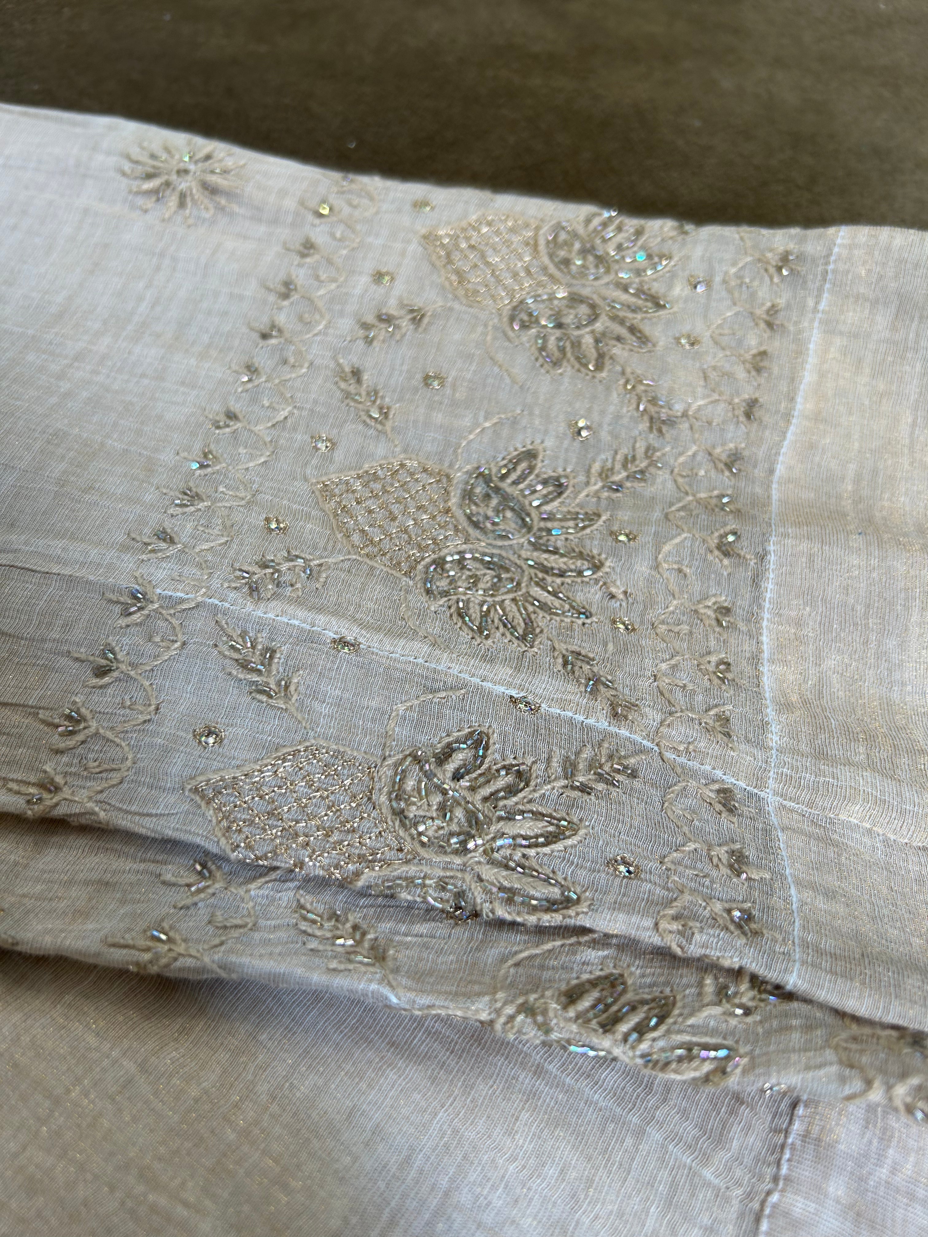 Gold Tissue Chikankari Co-Ord Set