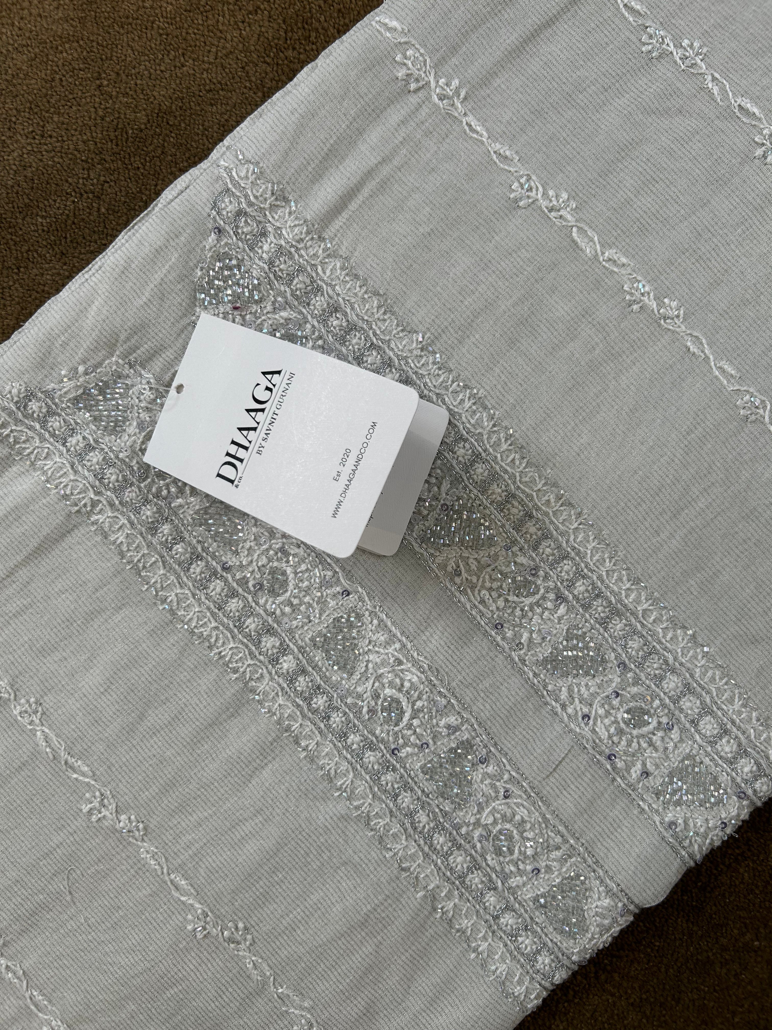 Silver Tissue Chikankari Mens Kurta