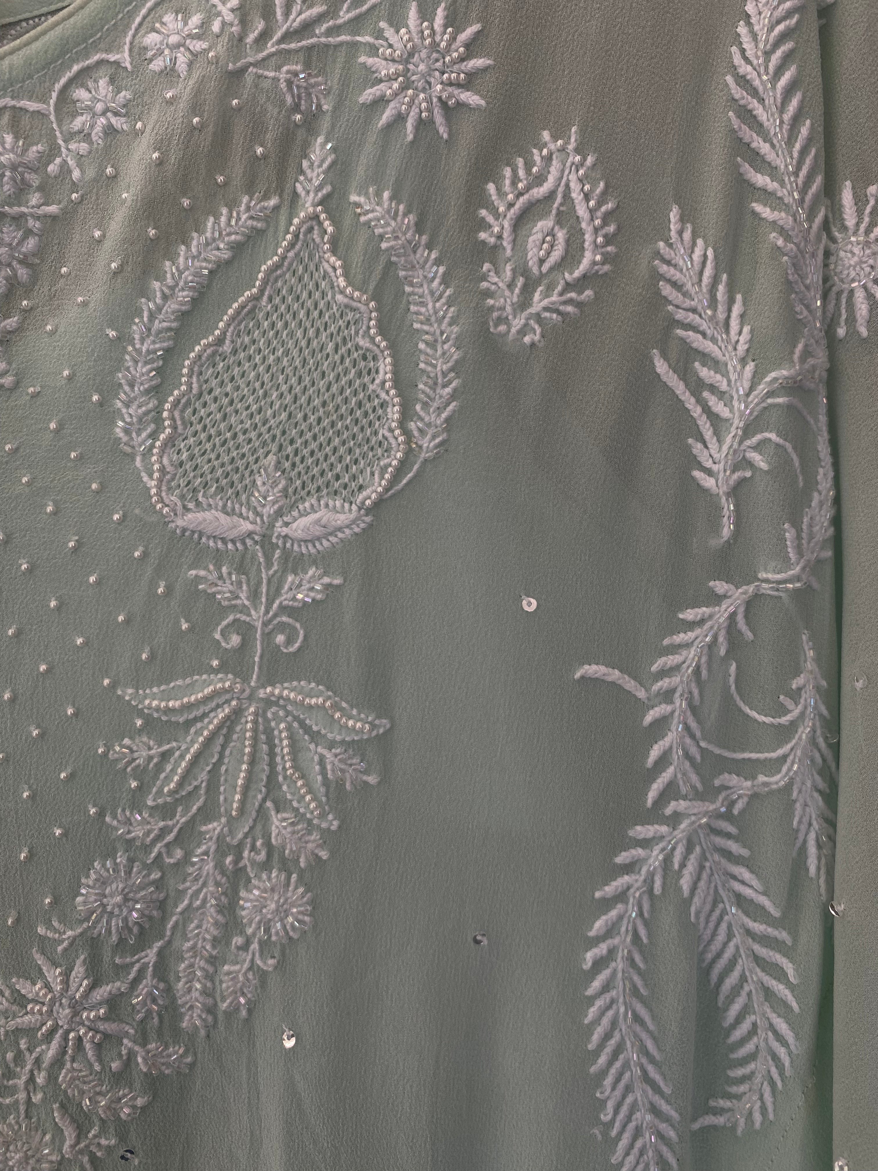 Aqua Georgette Chikankari Kaftan
