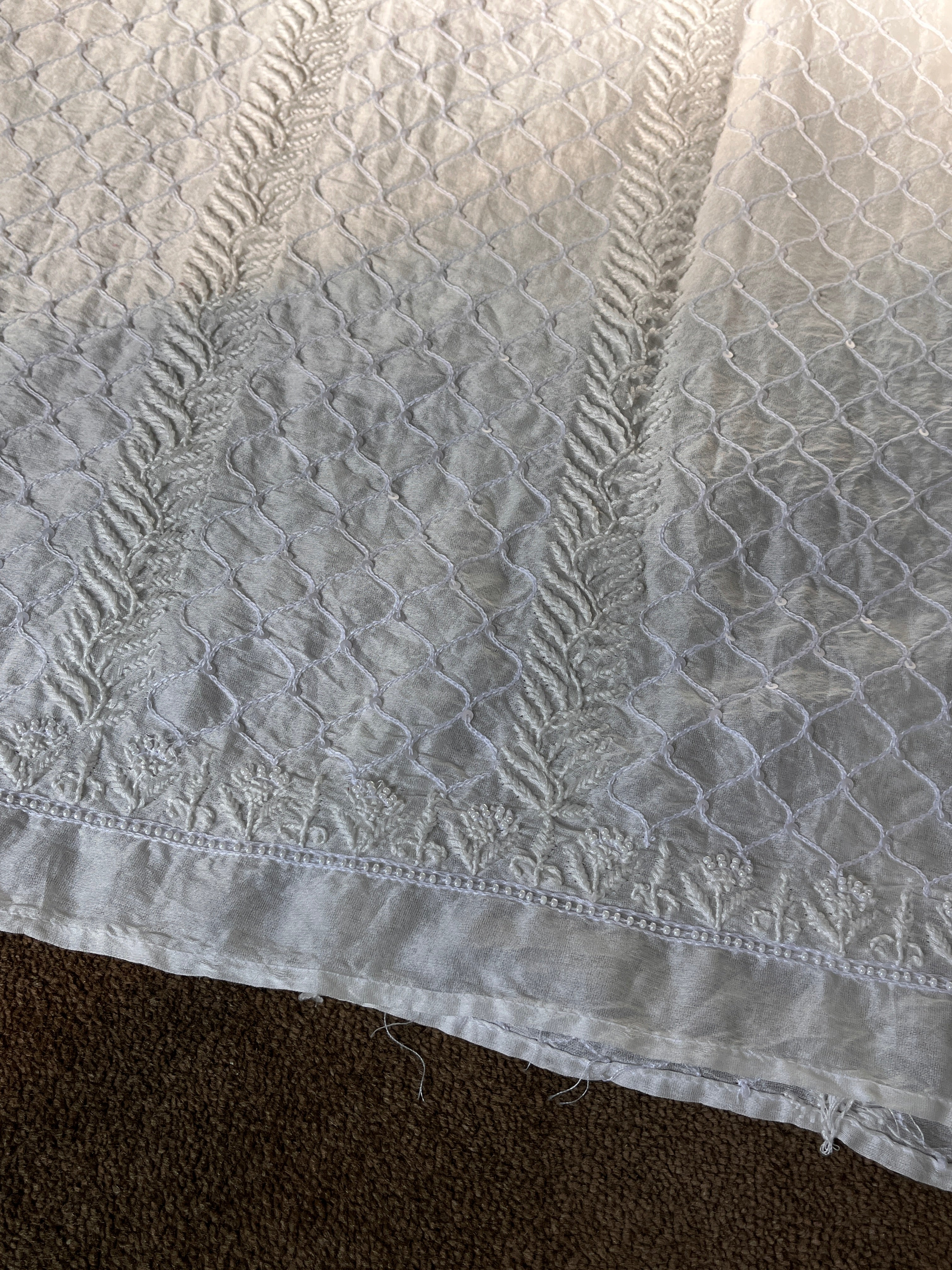 Beige Chanderi Chikankari Mens Kurta