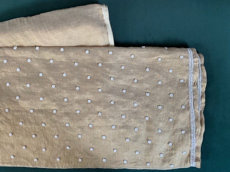 Brown Tissue Chikankari Kurta Set