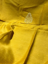 Mens Yellow Munga Silk Chikankari Kurta
