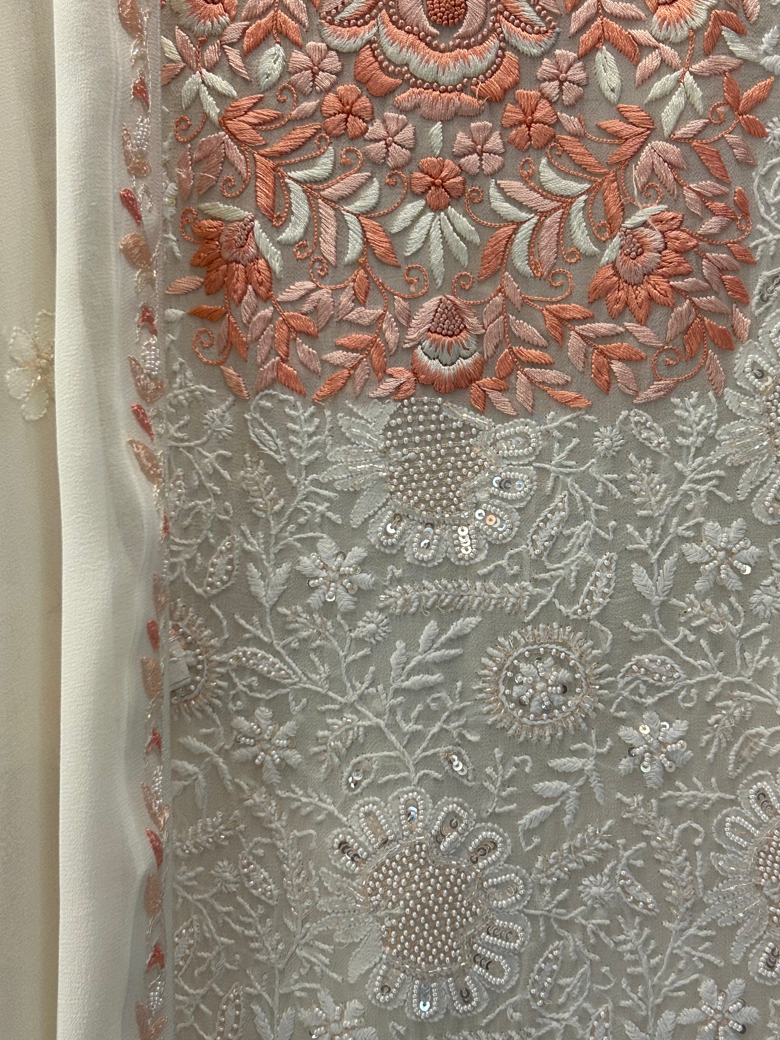 White Georgette chikankari Suit Set