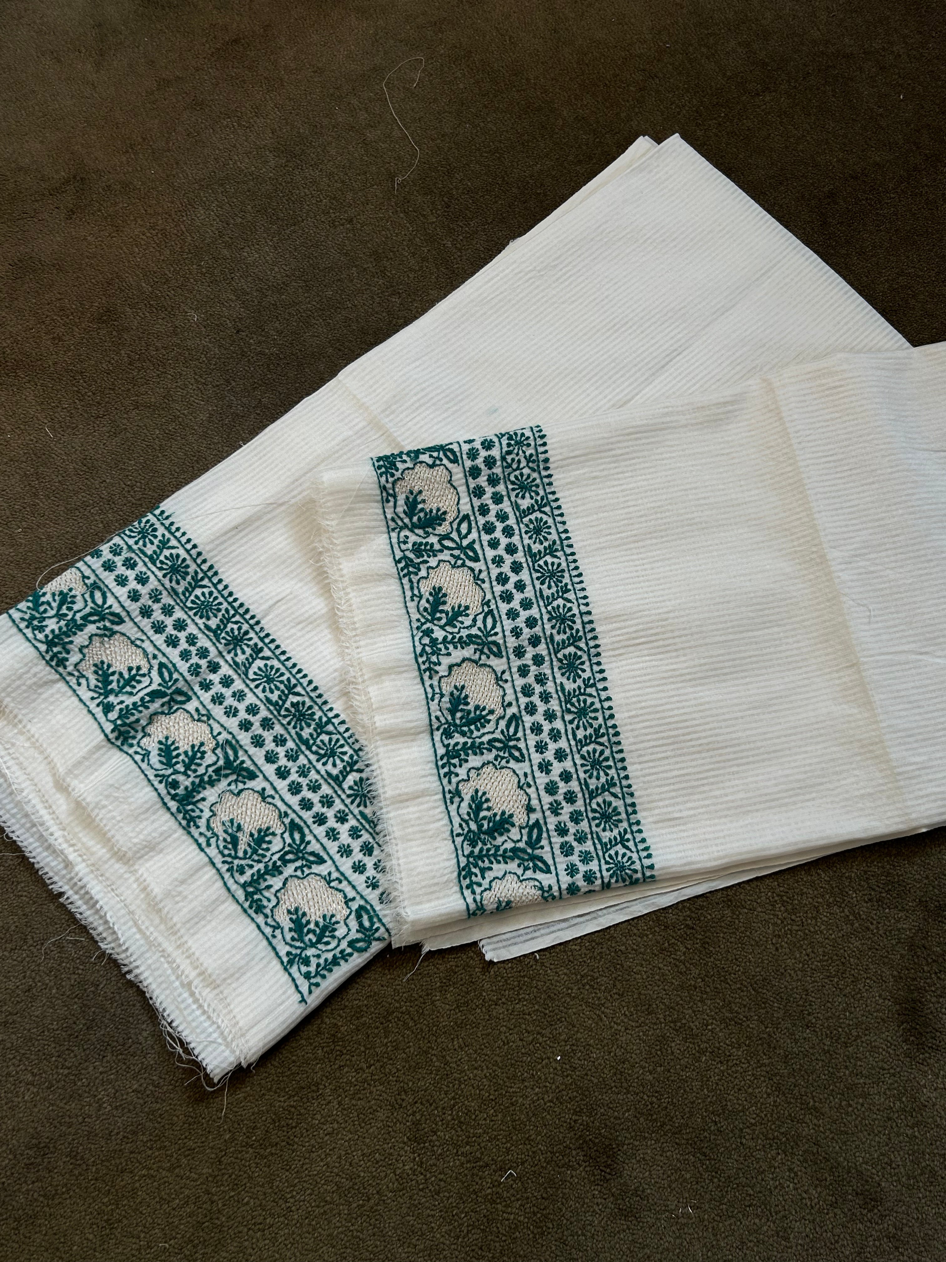 White Maheshwari Chikankari Kurta Set