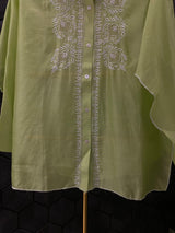 Lime Green Chanderi Chikankari Shirt