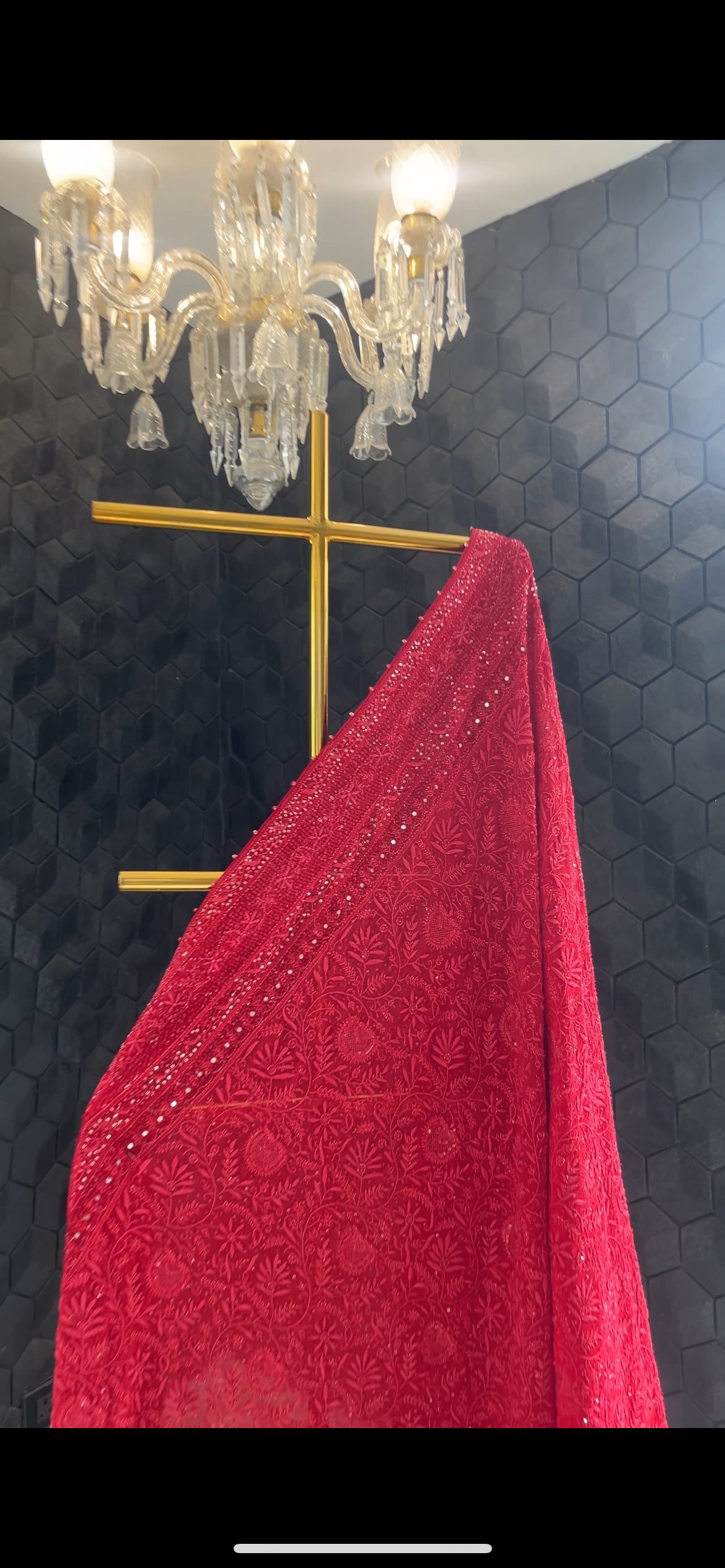 Red Georgette Chikankari Dupatta