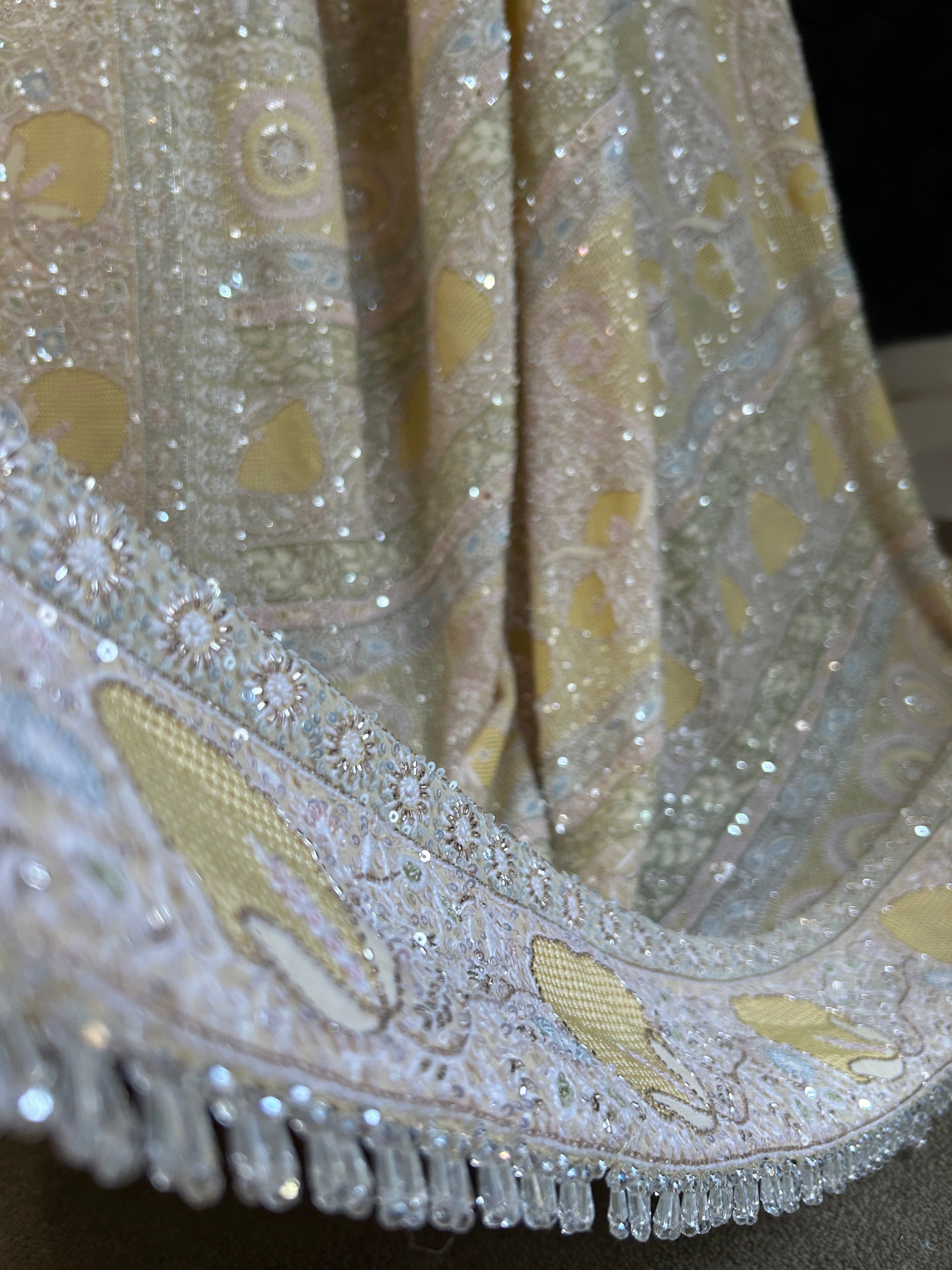 Premium Yellow Georgette saree with statement jaal work