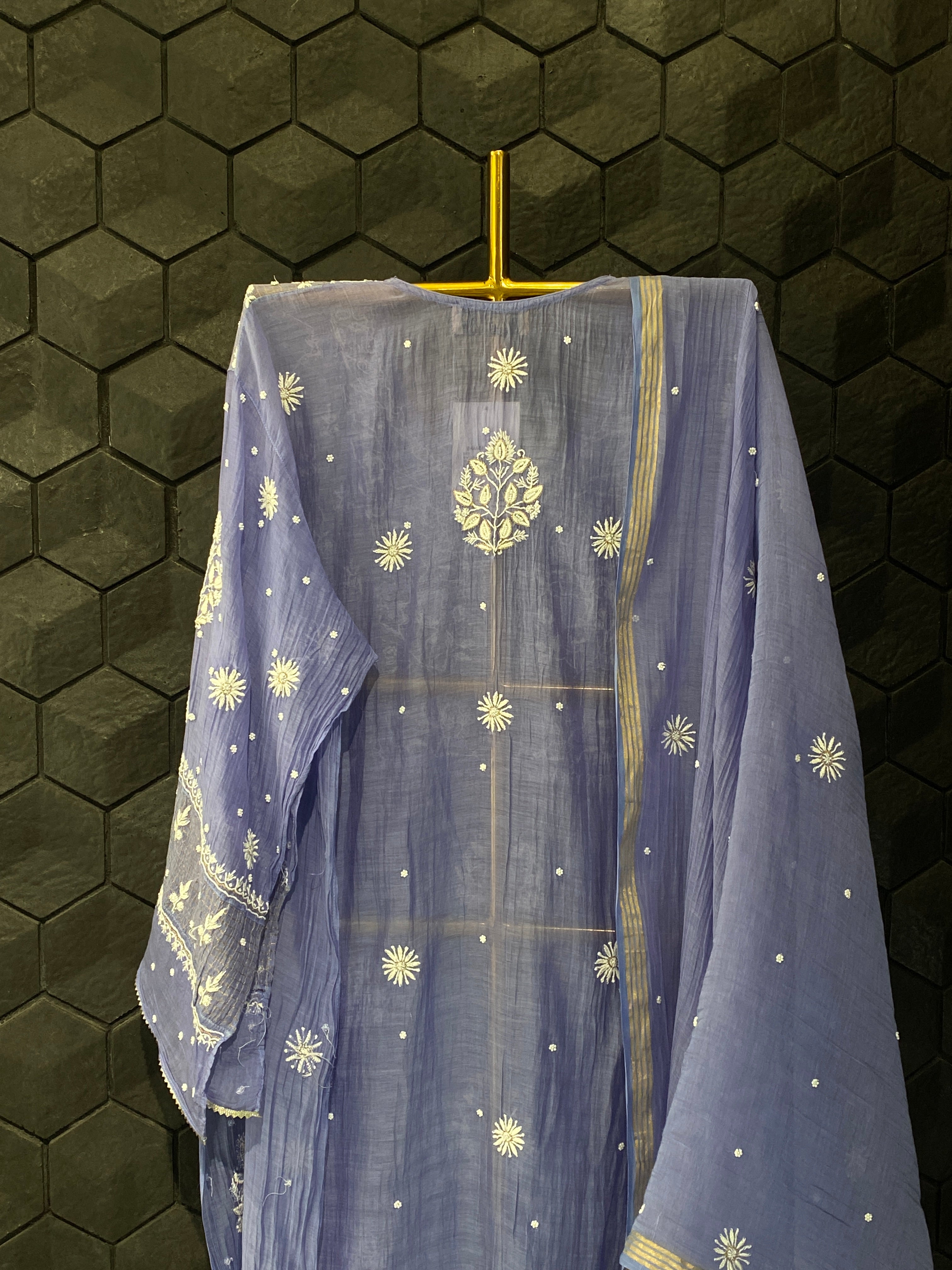 New Purple Mul Chanderi Chikankari Kurta Set