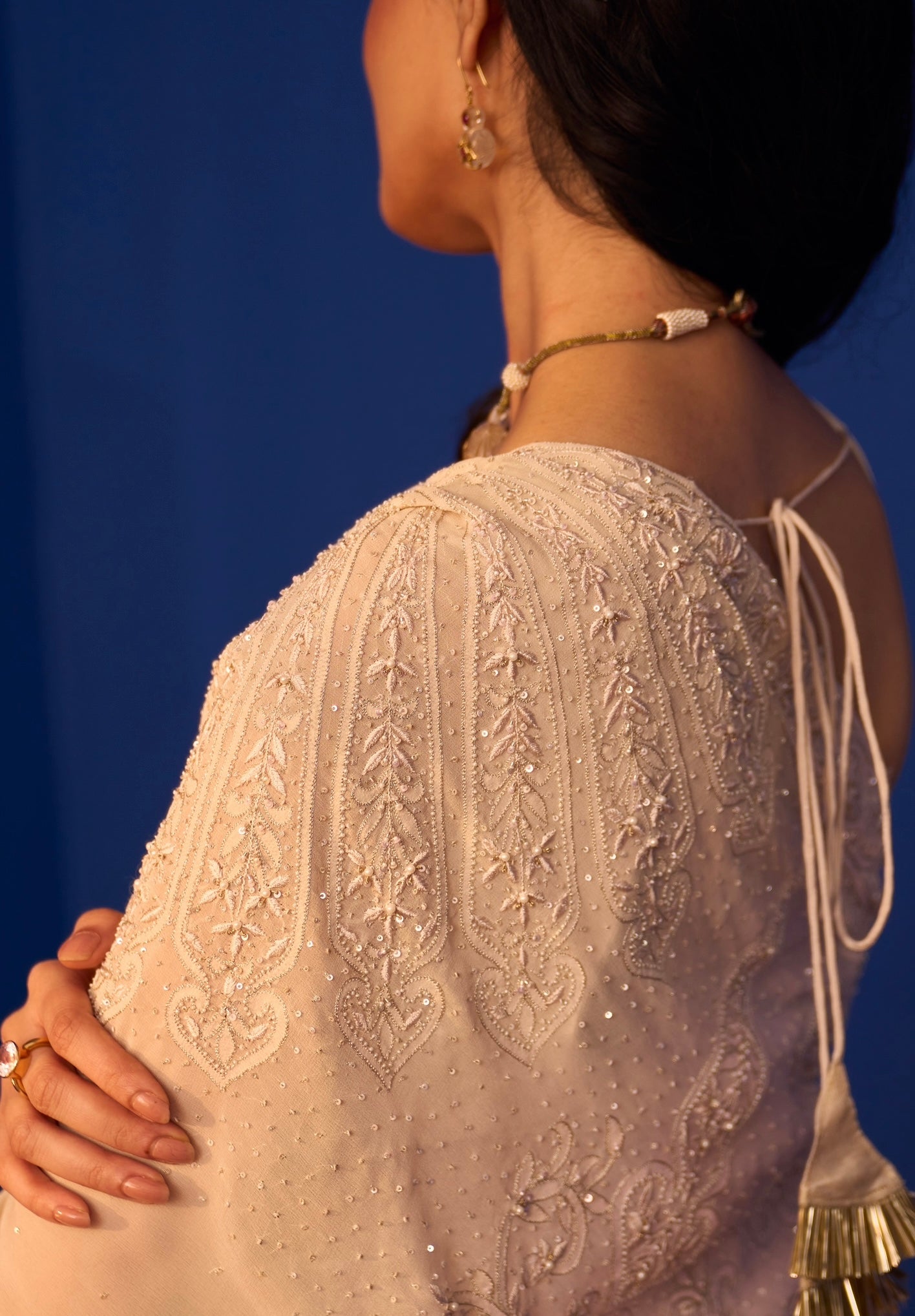 Mauve Shaded Georgette Ek-Taar Chikankari Saree