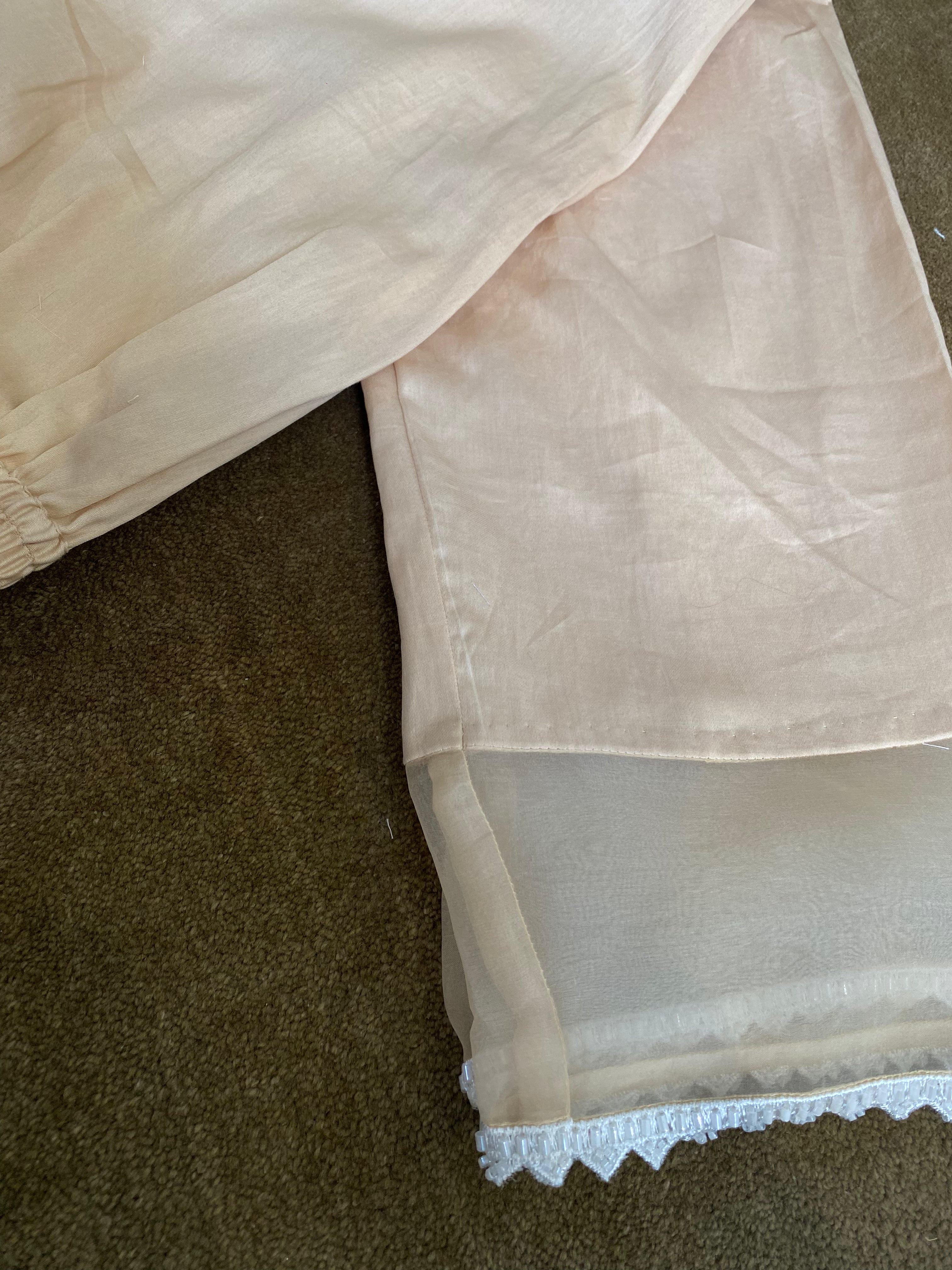 Natural Munga Silk Chikankari Suit  Set