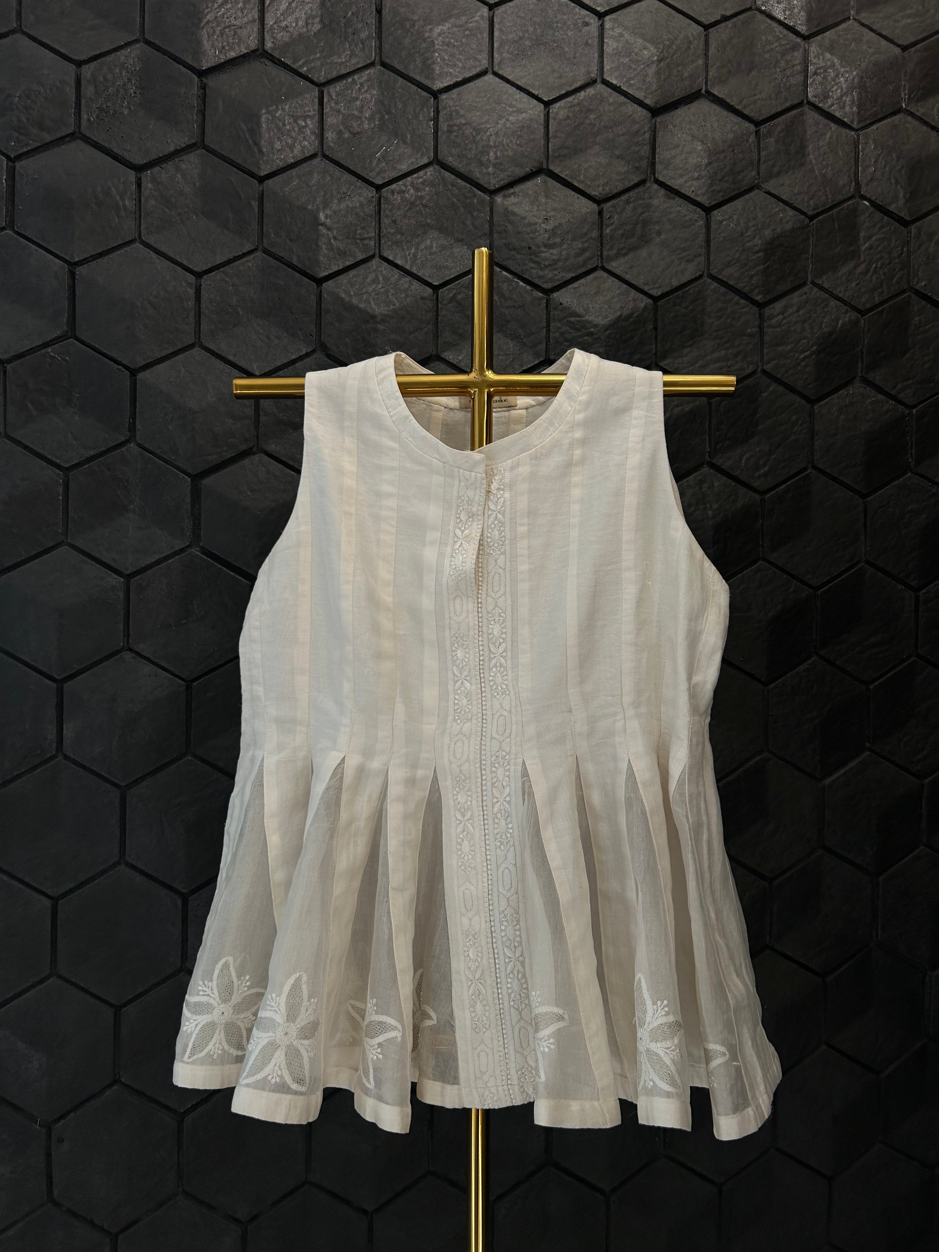 Premium White Chikankari Peplum Top