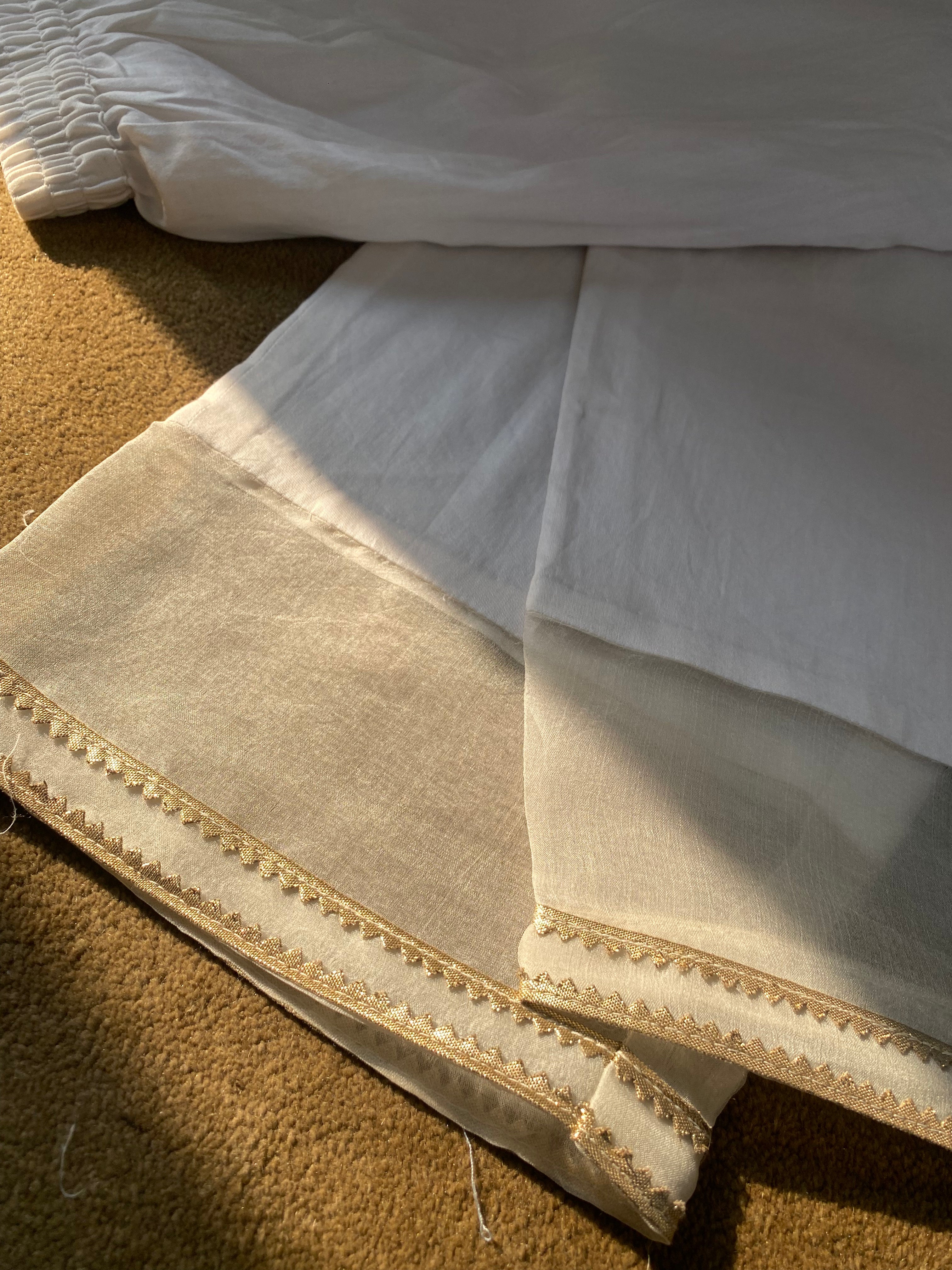 White And Black Mul Chanderi Chikankari Anarkali Set