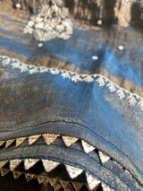 Blue Stripe Tissue Chikankari Kurta Set