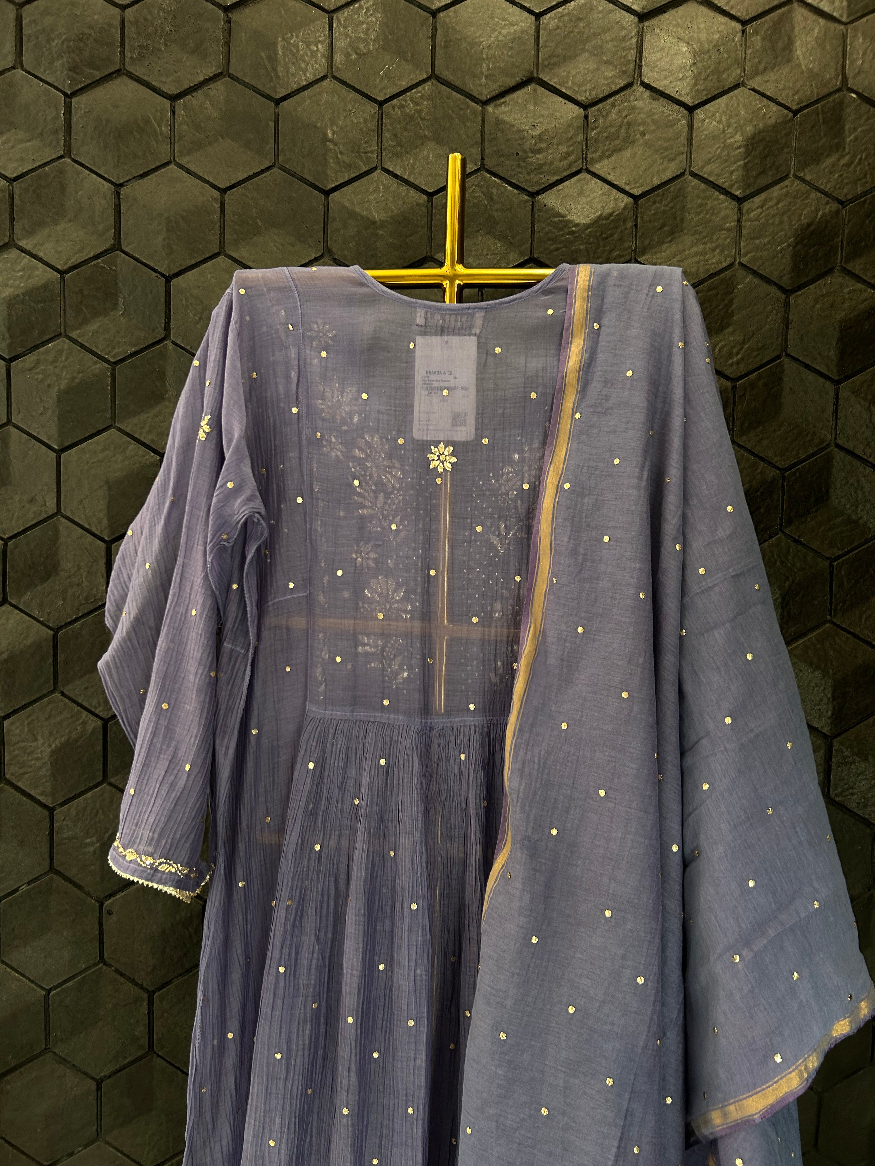 Purple Mul Chanderi Chikankari Mukaish  Kurta Set