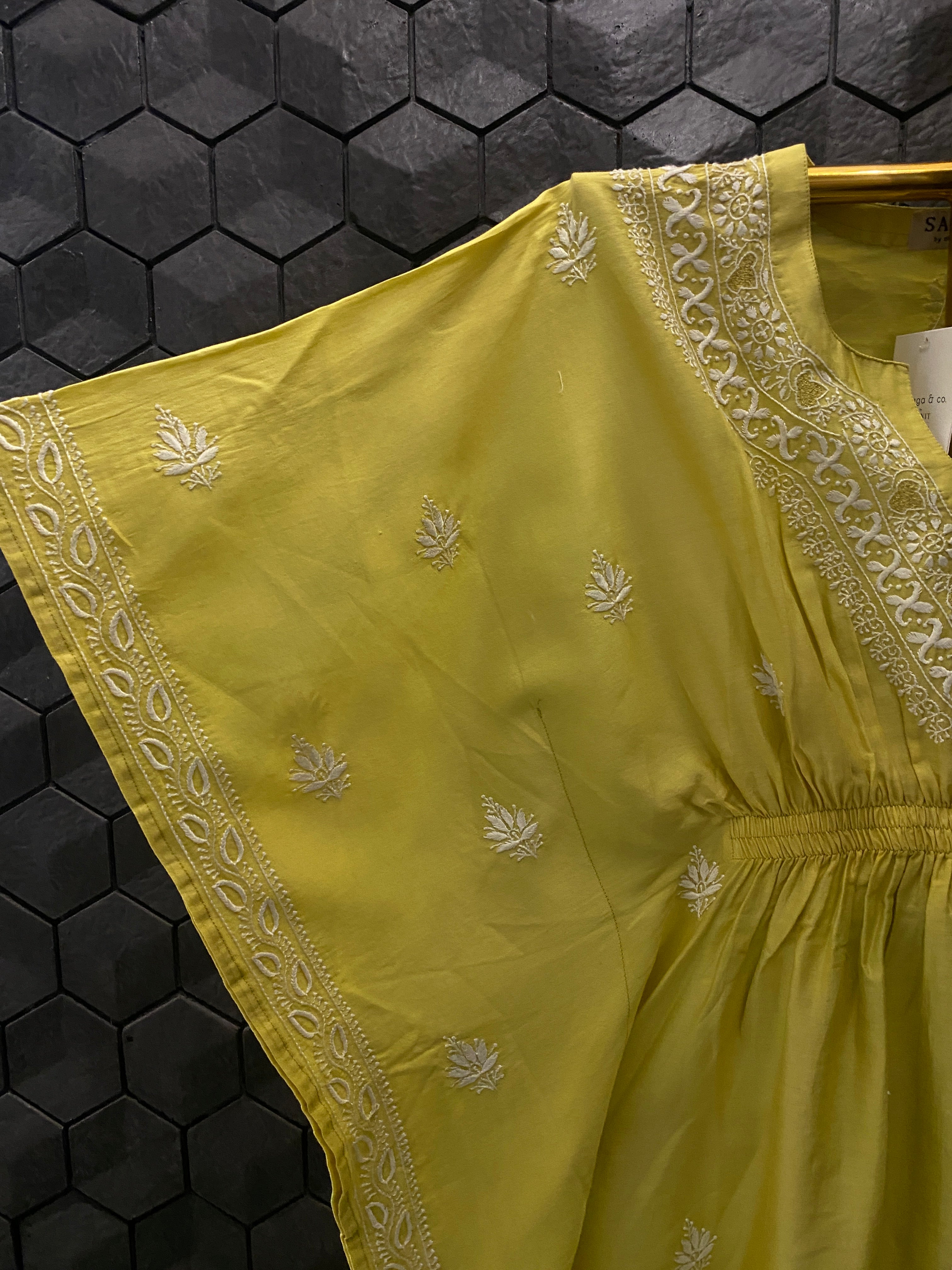 Lime Green Chanderi Kaftan