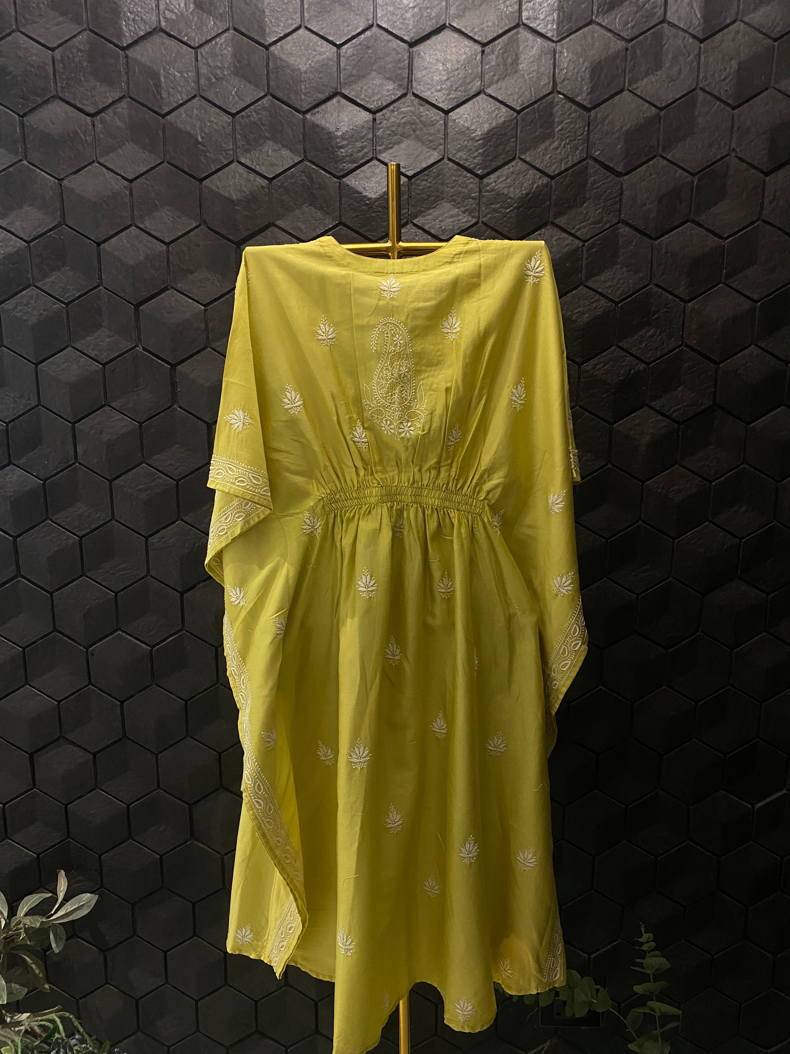 Lime Green Chanderi Kaftan