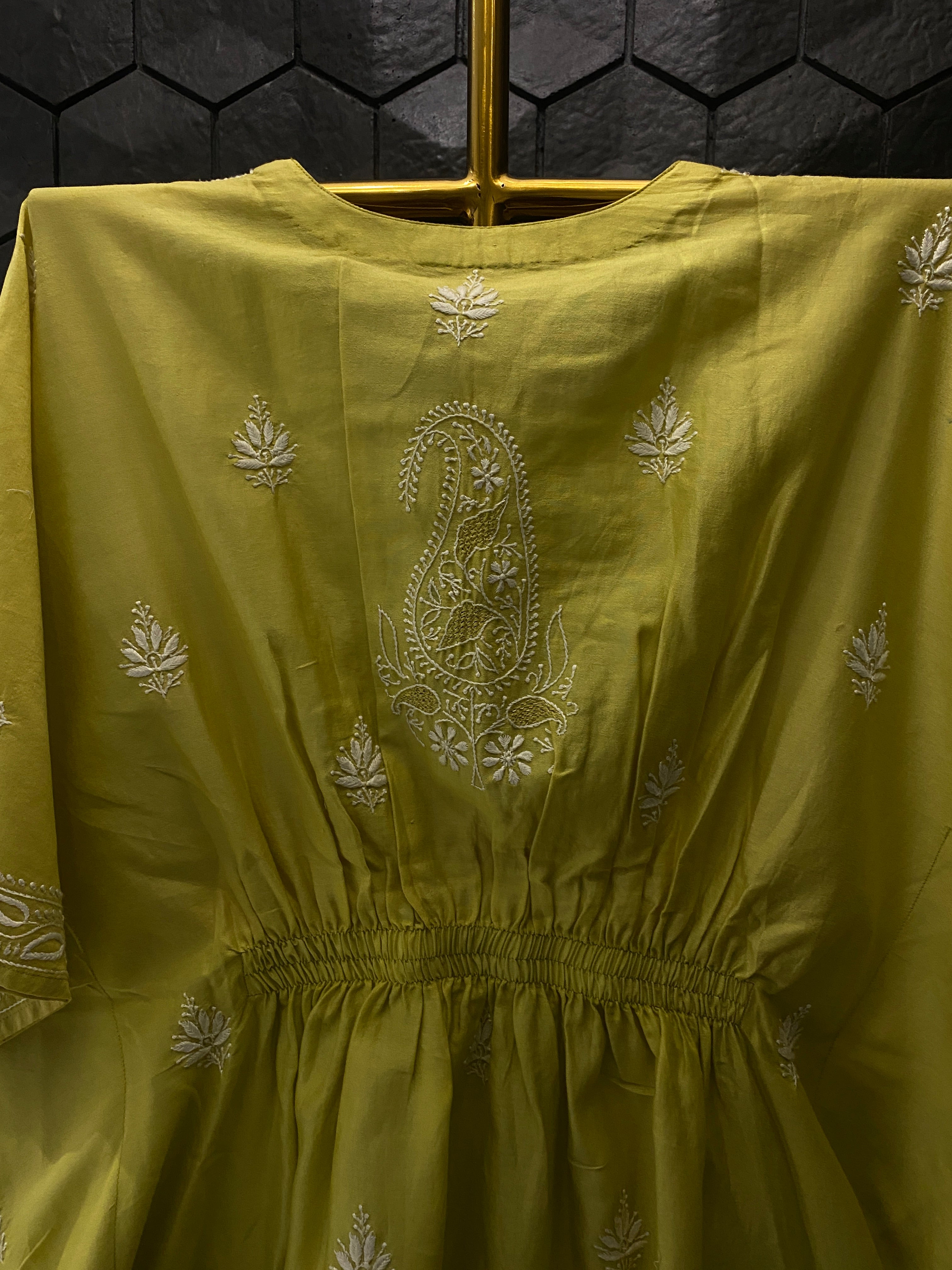 Lime Green Chanderi Kaftan