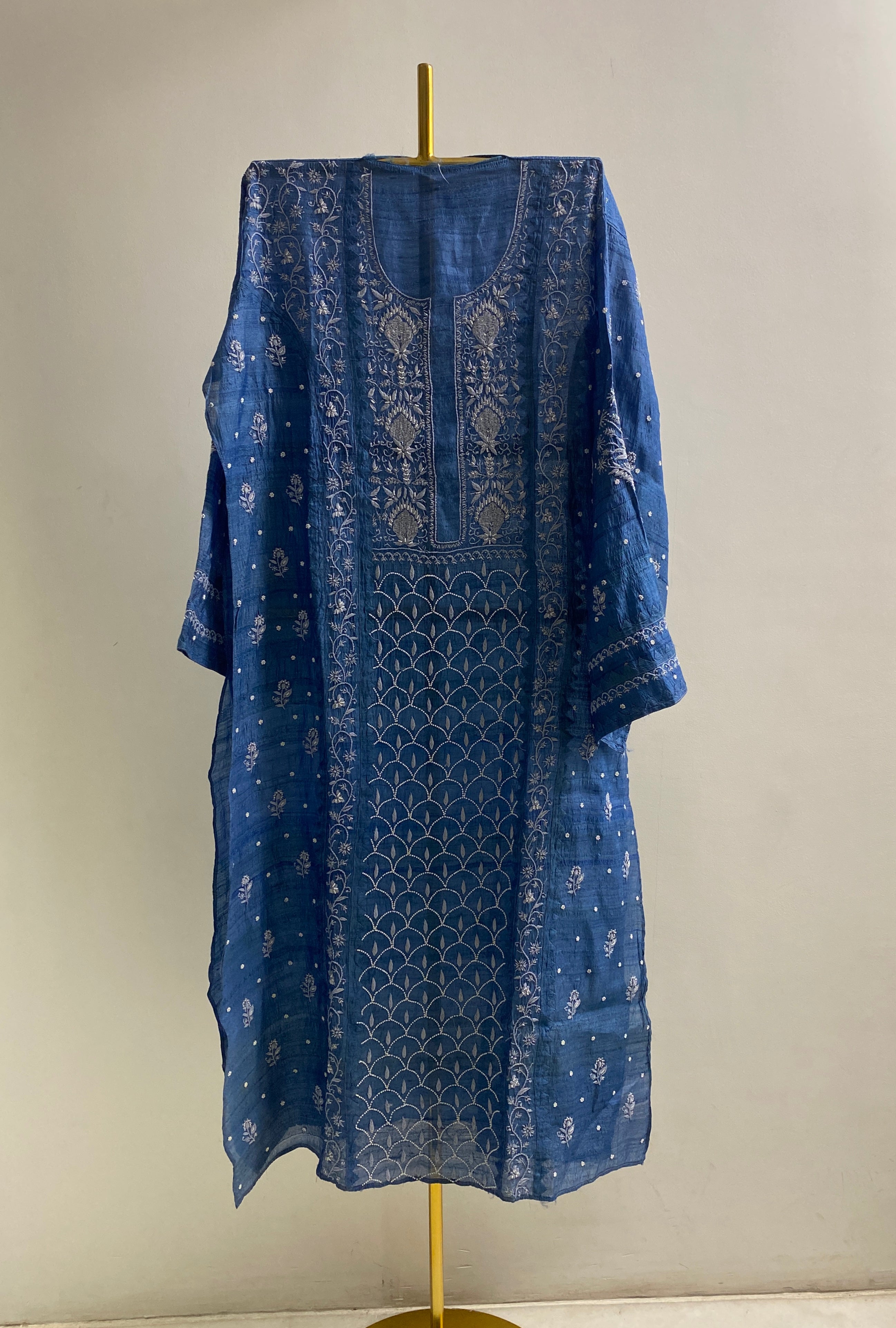 Cobalt Blue Tussar Silk Kurti