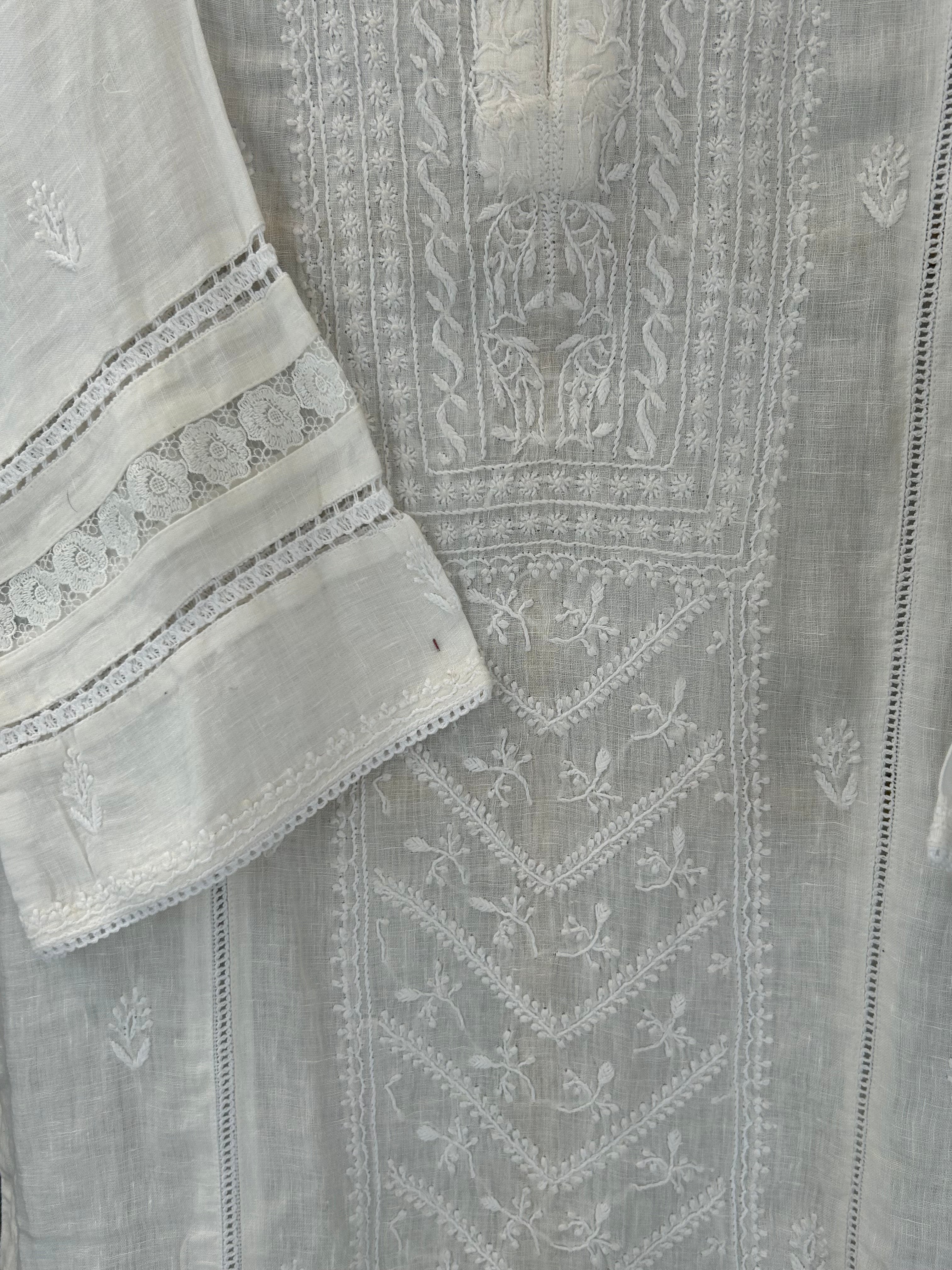 White Linen Chikankari Kurti