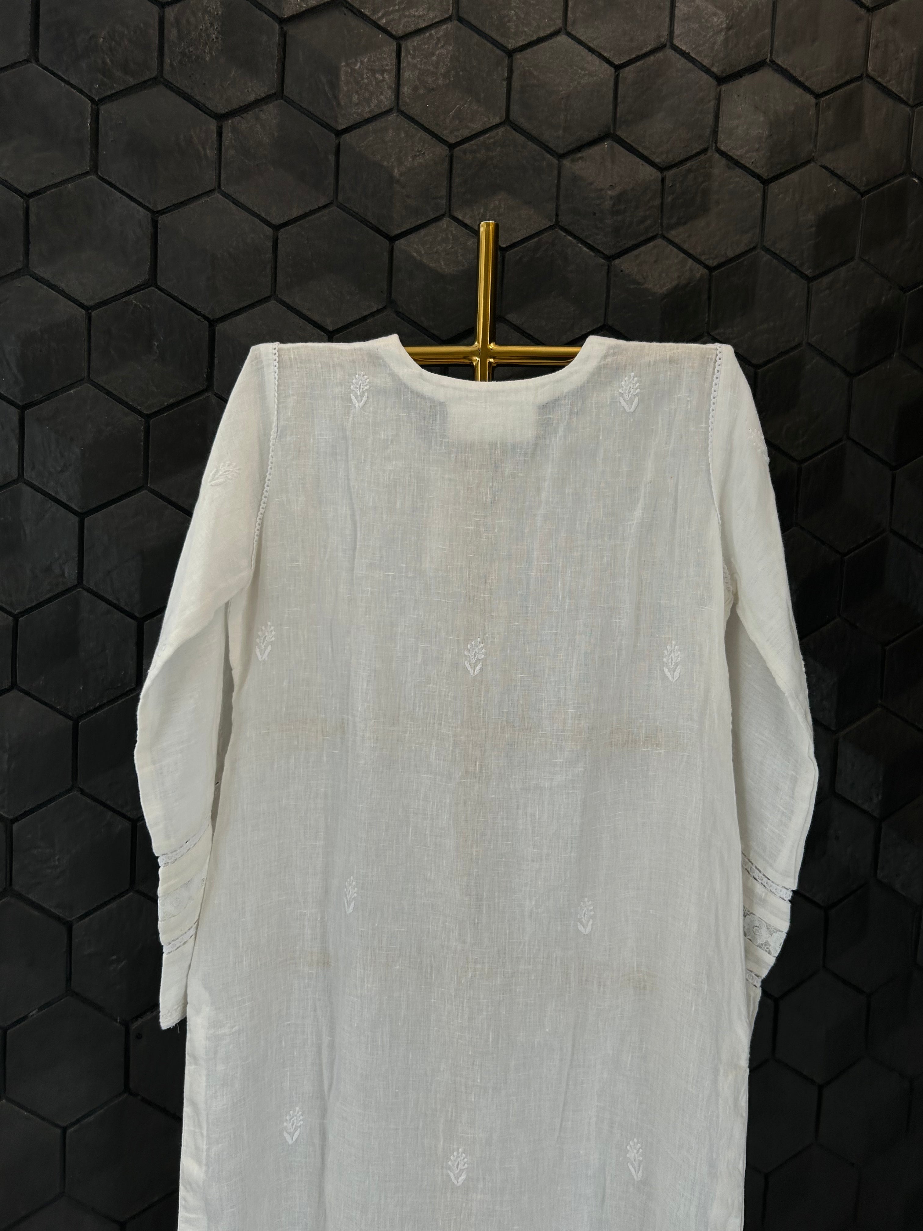 White Linen Chikankari Kurti