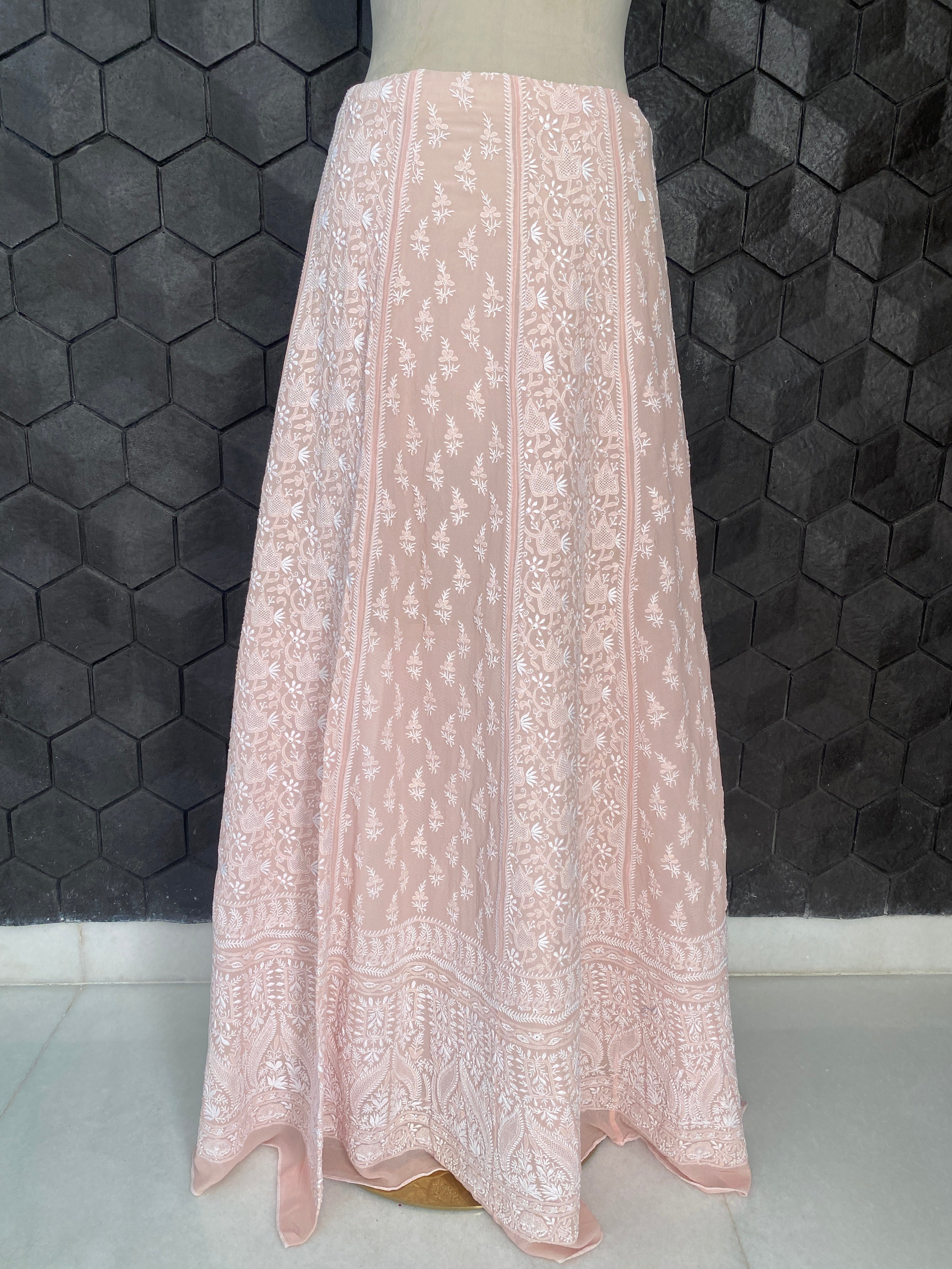 Premium pink pure georgette do taar lehenga