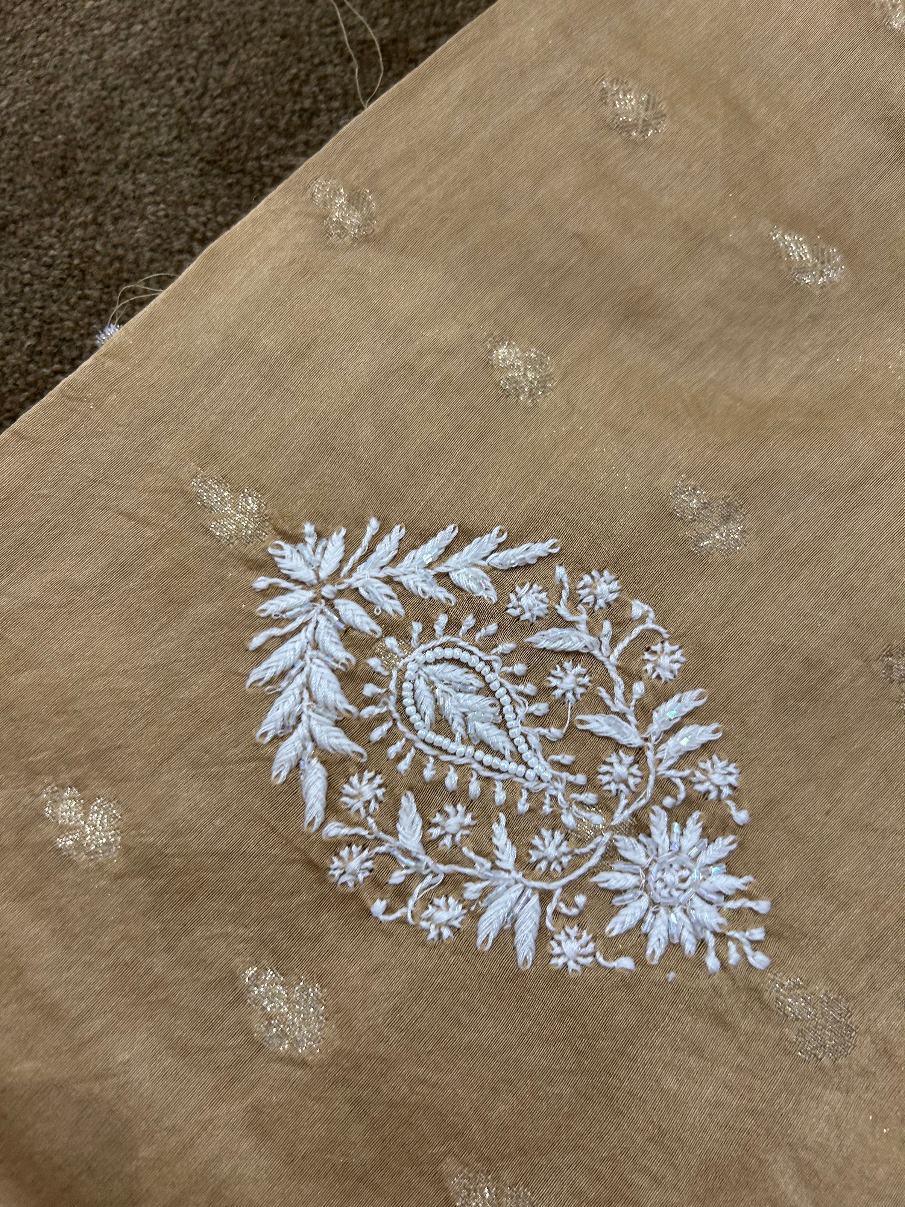 Brown Chanderi Chikankari Mens Kurta