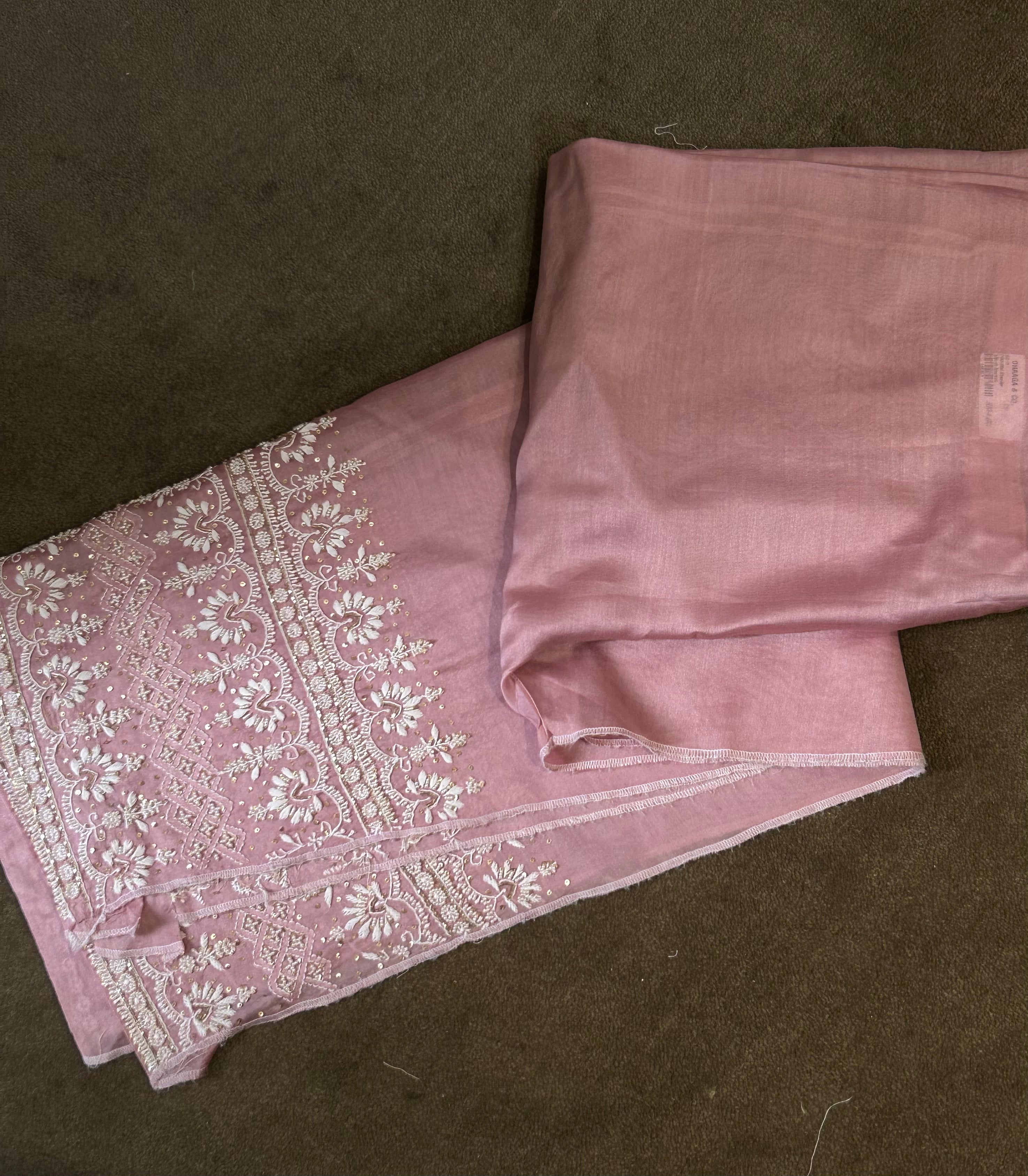 Pink Short Mul Chanderi Anarkali Set