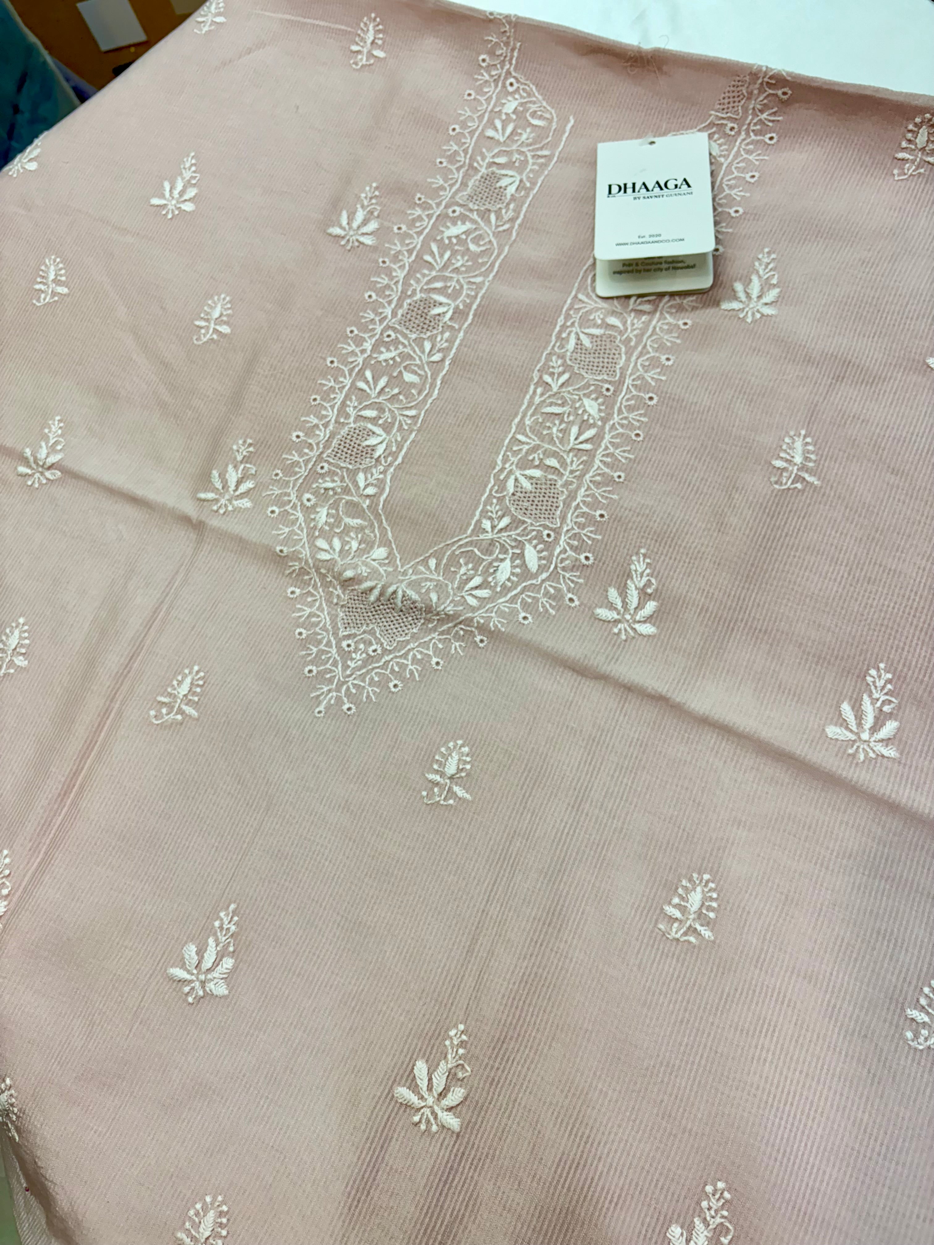 PINK MAHESHWARI CHIKANKARI MENS KURTA