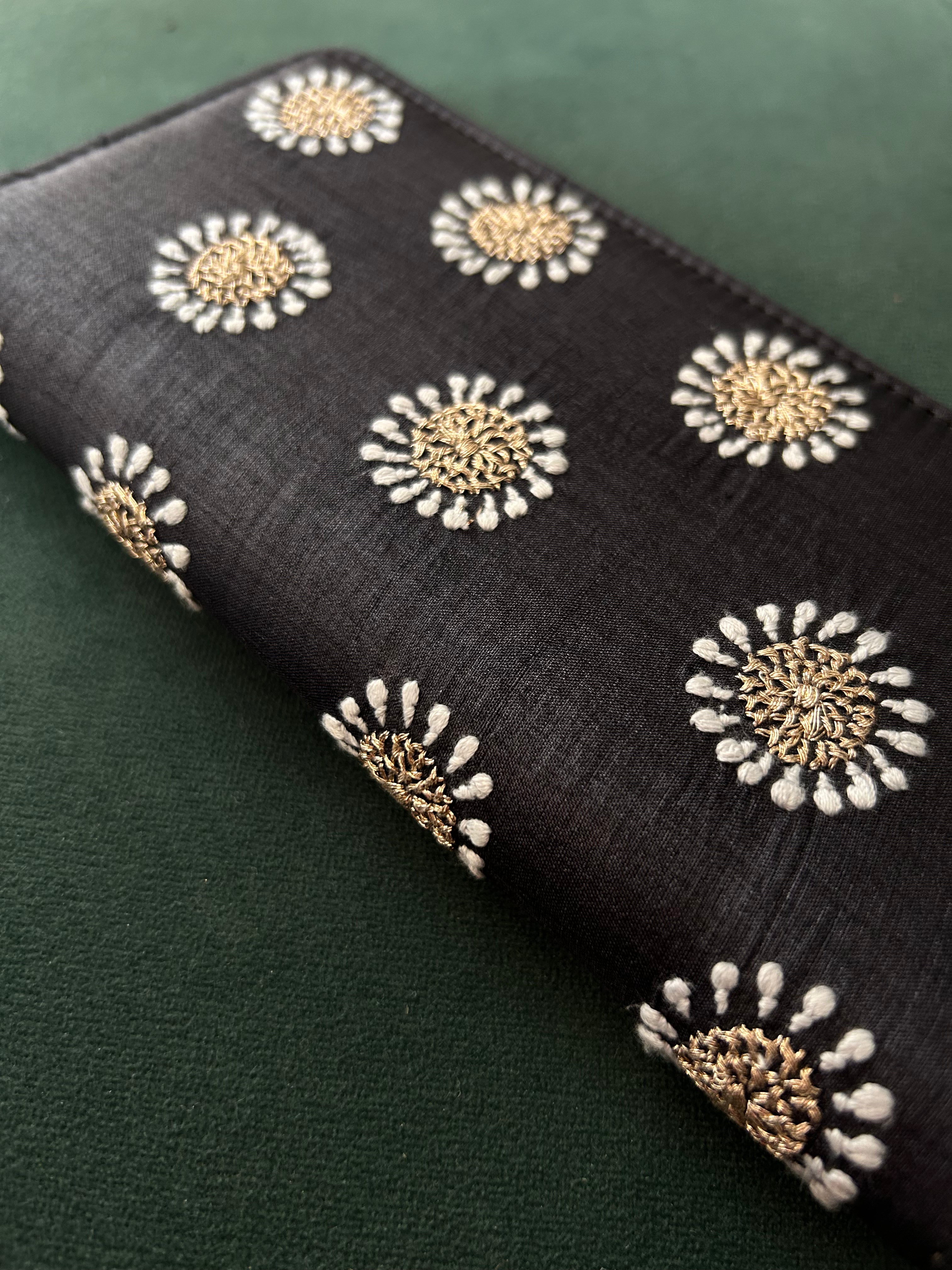 Black Chikankari Wallet