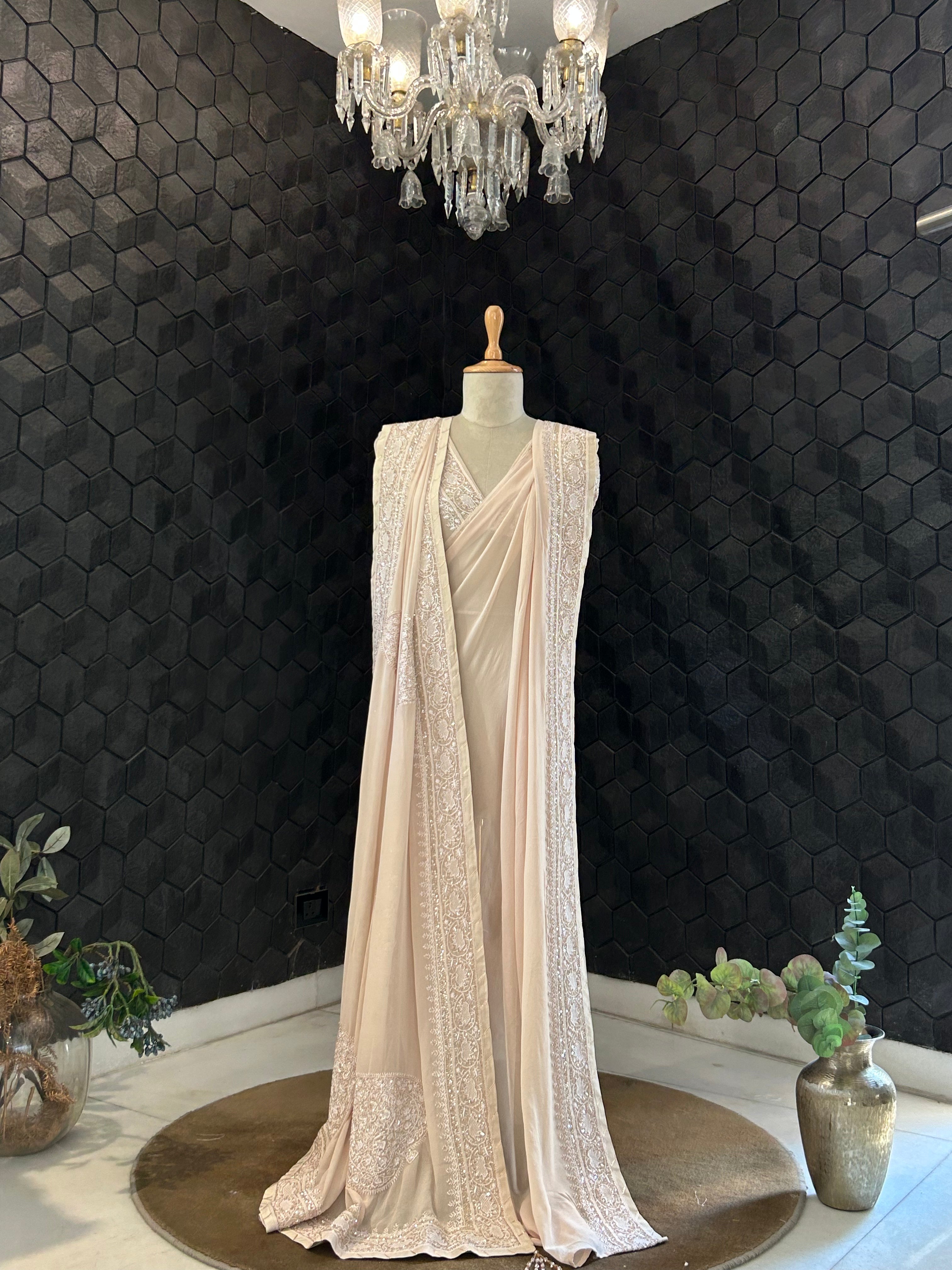 Dhaaga Signature Chikankari Paan Palla Saree
