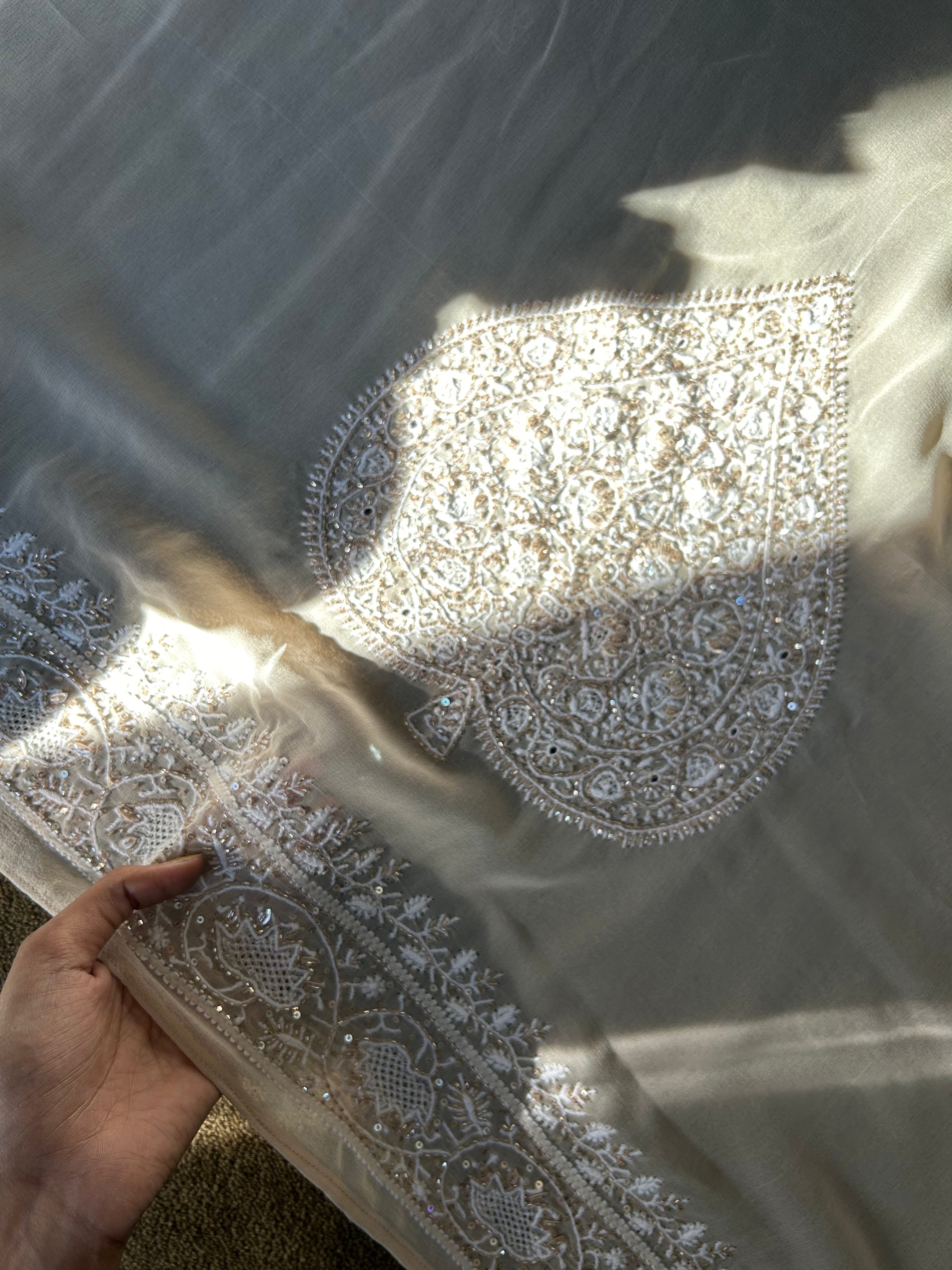 Dhaaga Signature Chikankari Paan Palla Saree