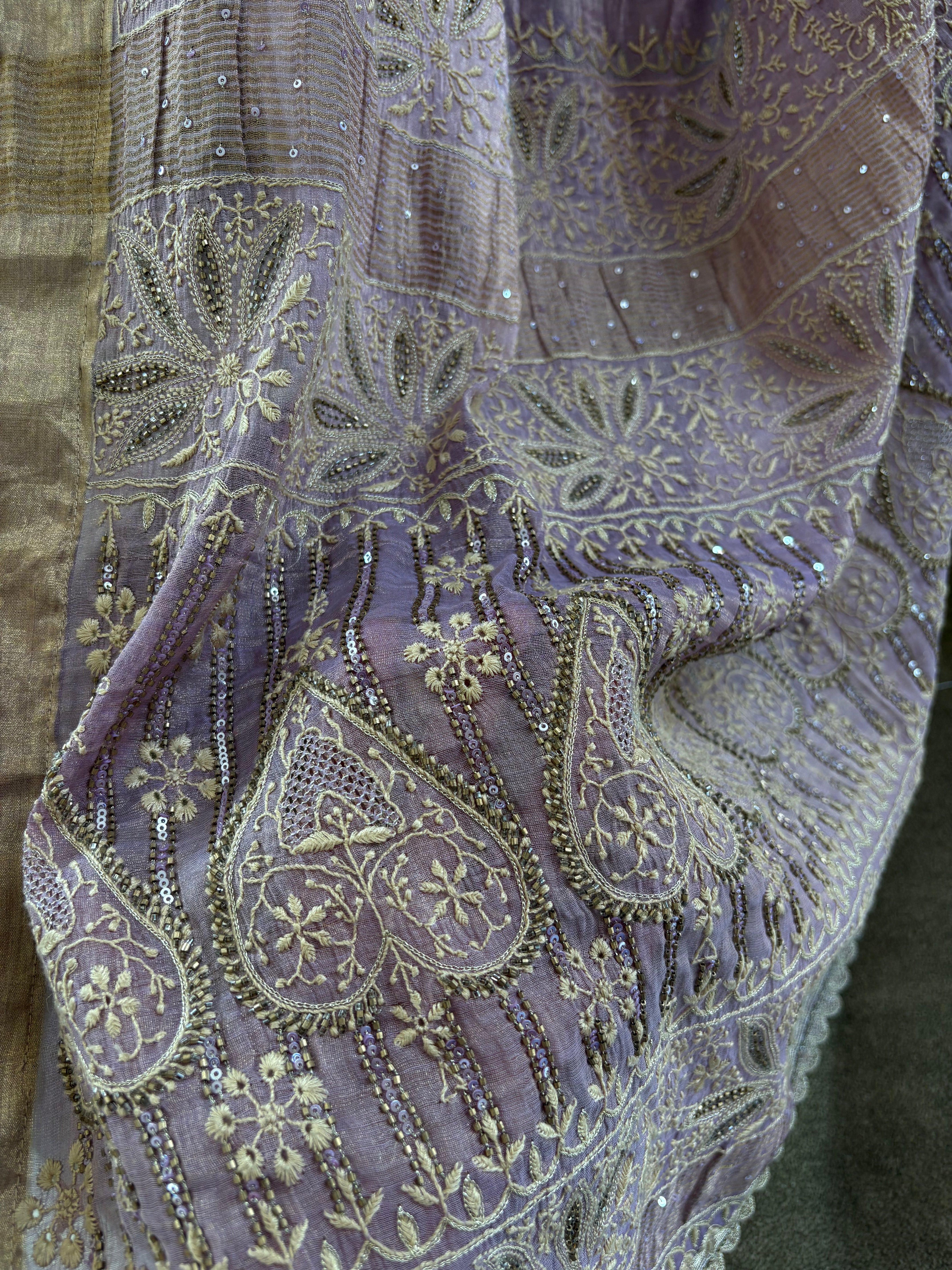 Lavender Chikankari Saree