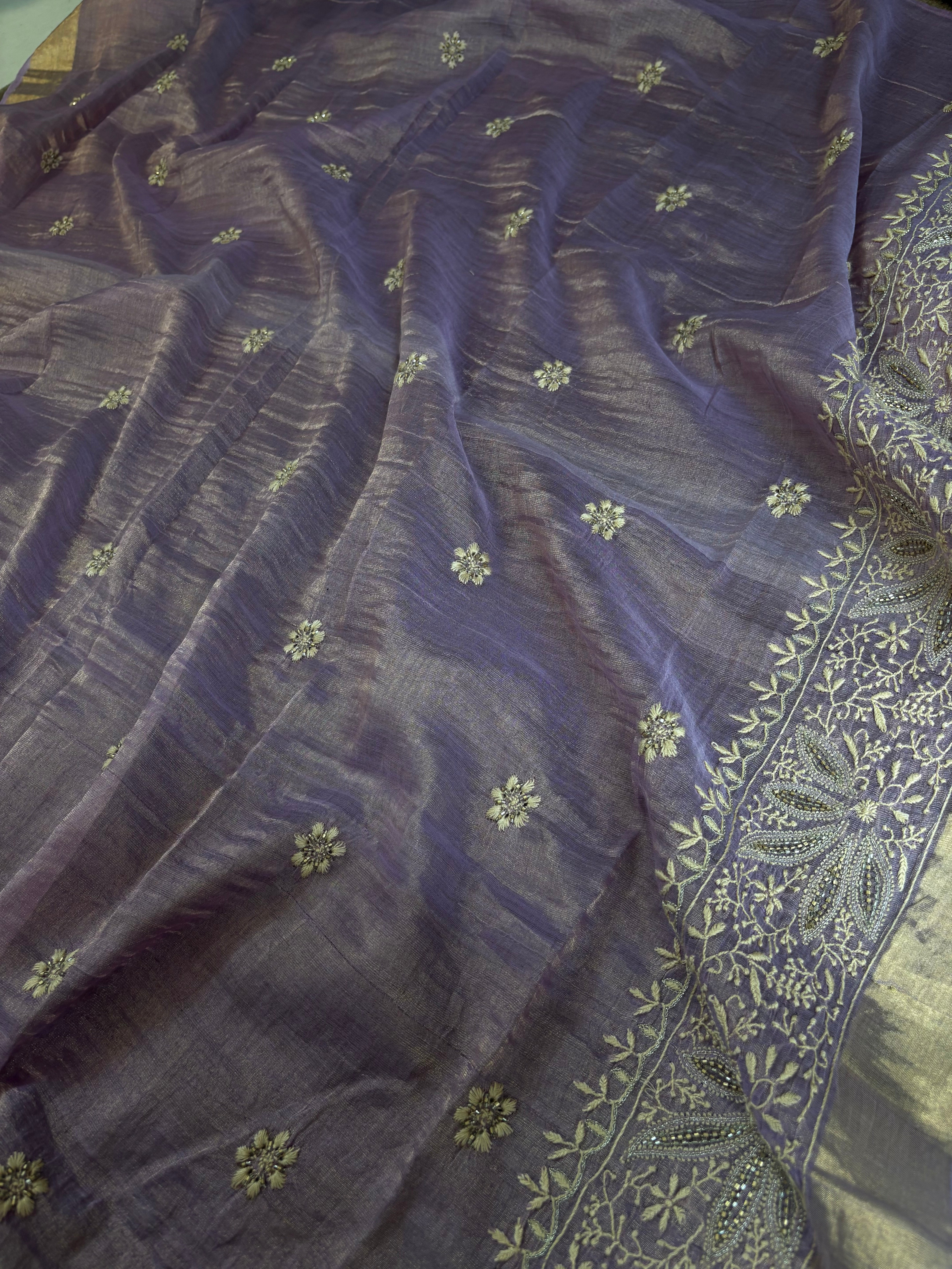 Lavender Chikankari Saree