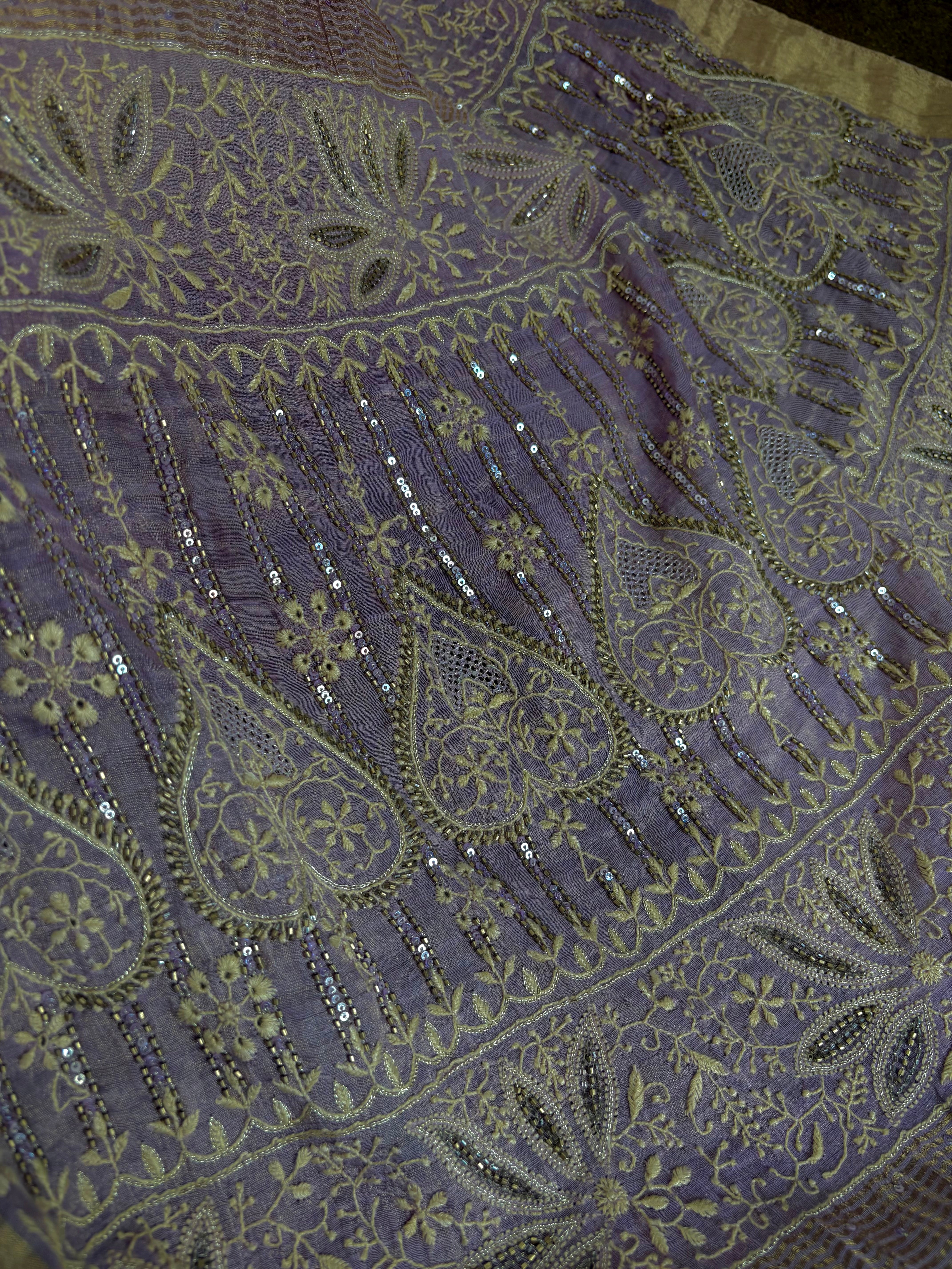 Lavender Chikankari Saree