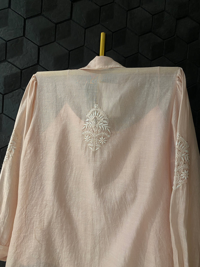 Pink Maheshwari Chikankari Shirt
