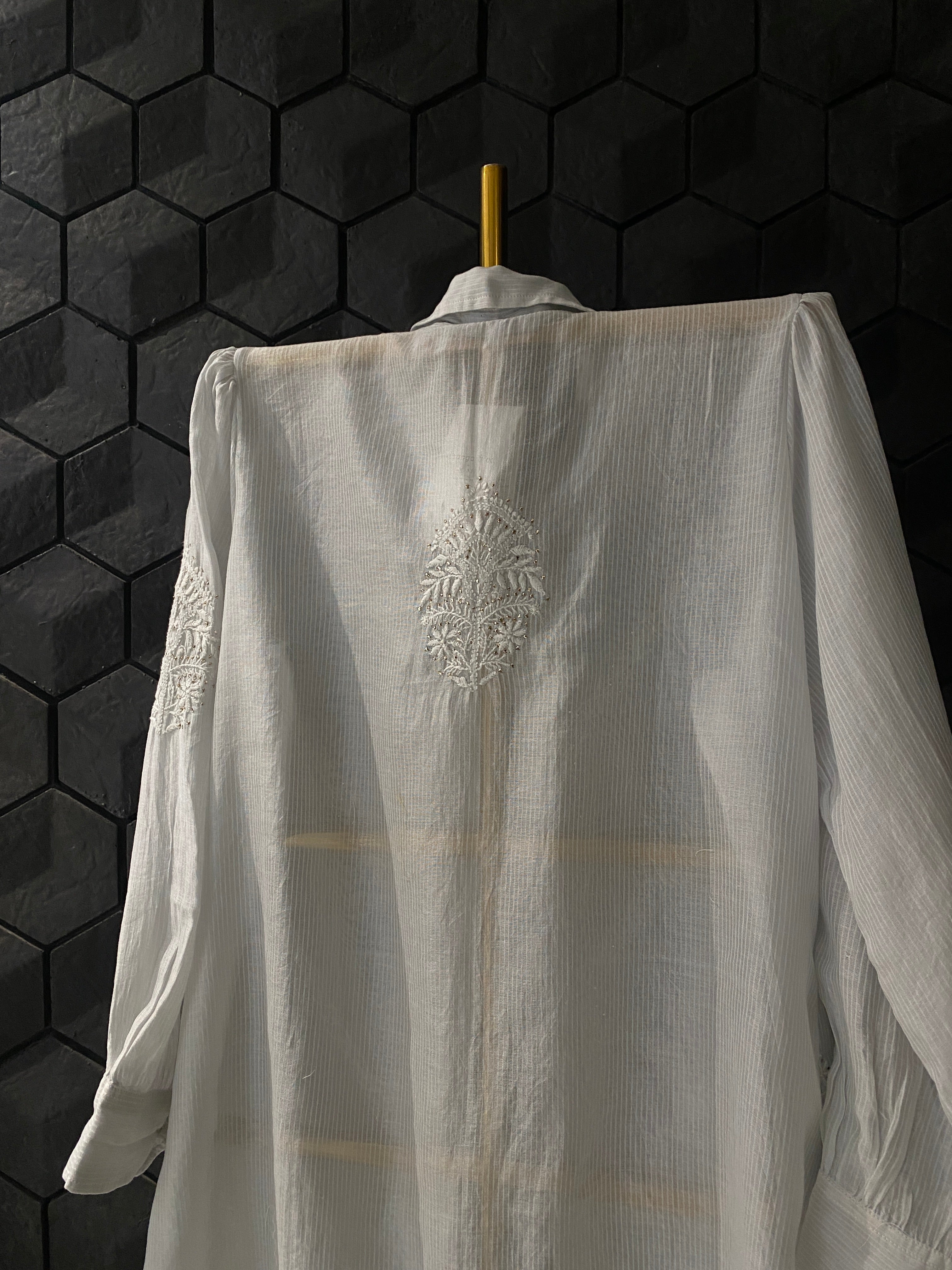 Grey Maheshwari Chikankari Shirt