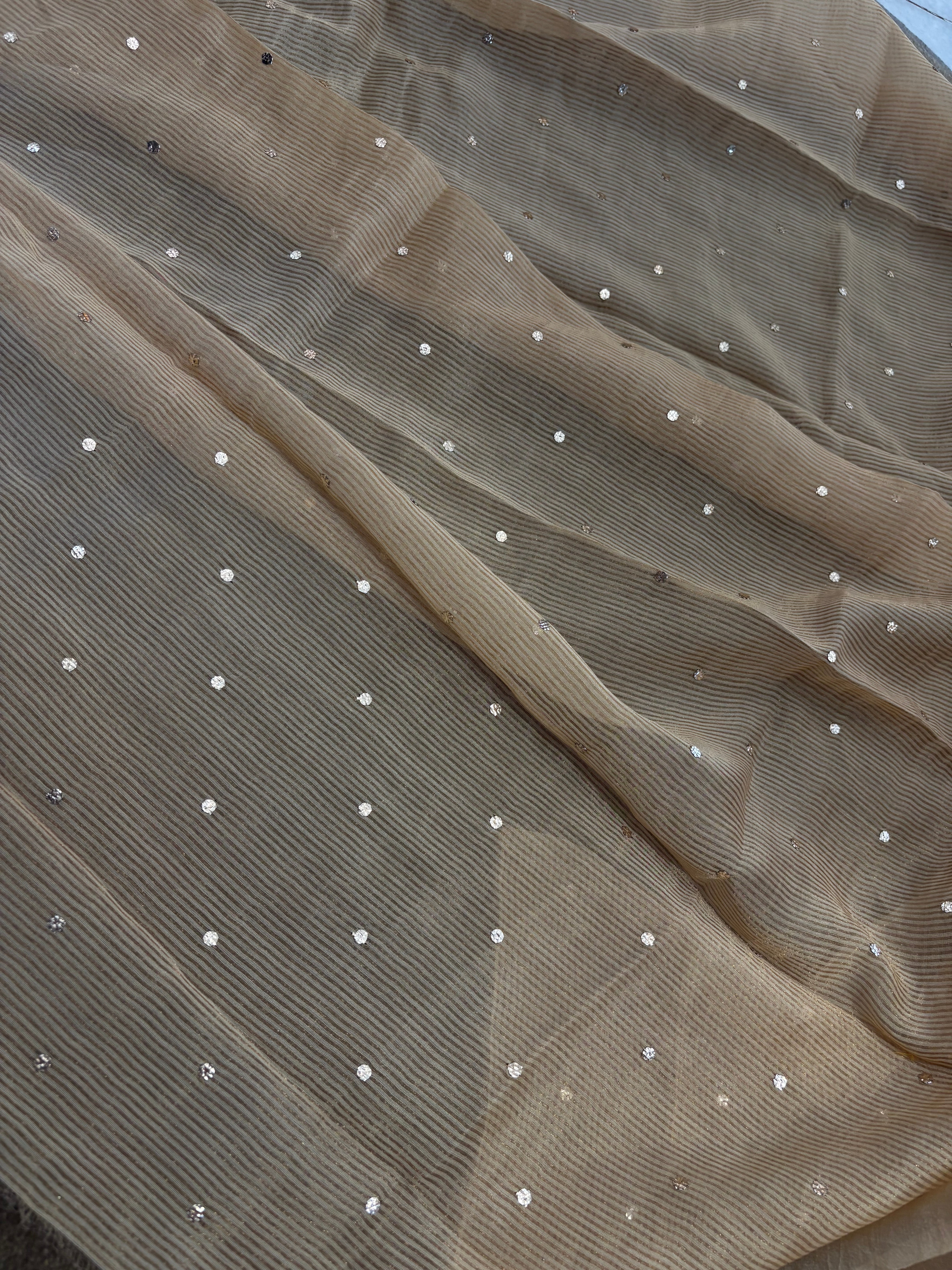 Gold Organza Chikankari and Mukaish Work