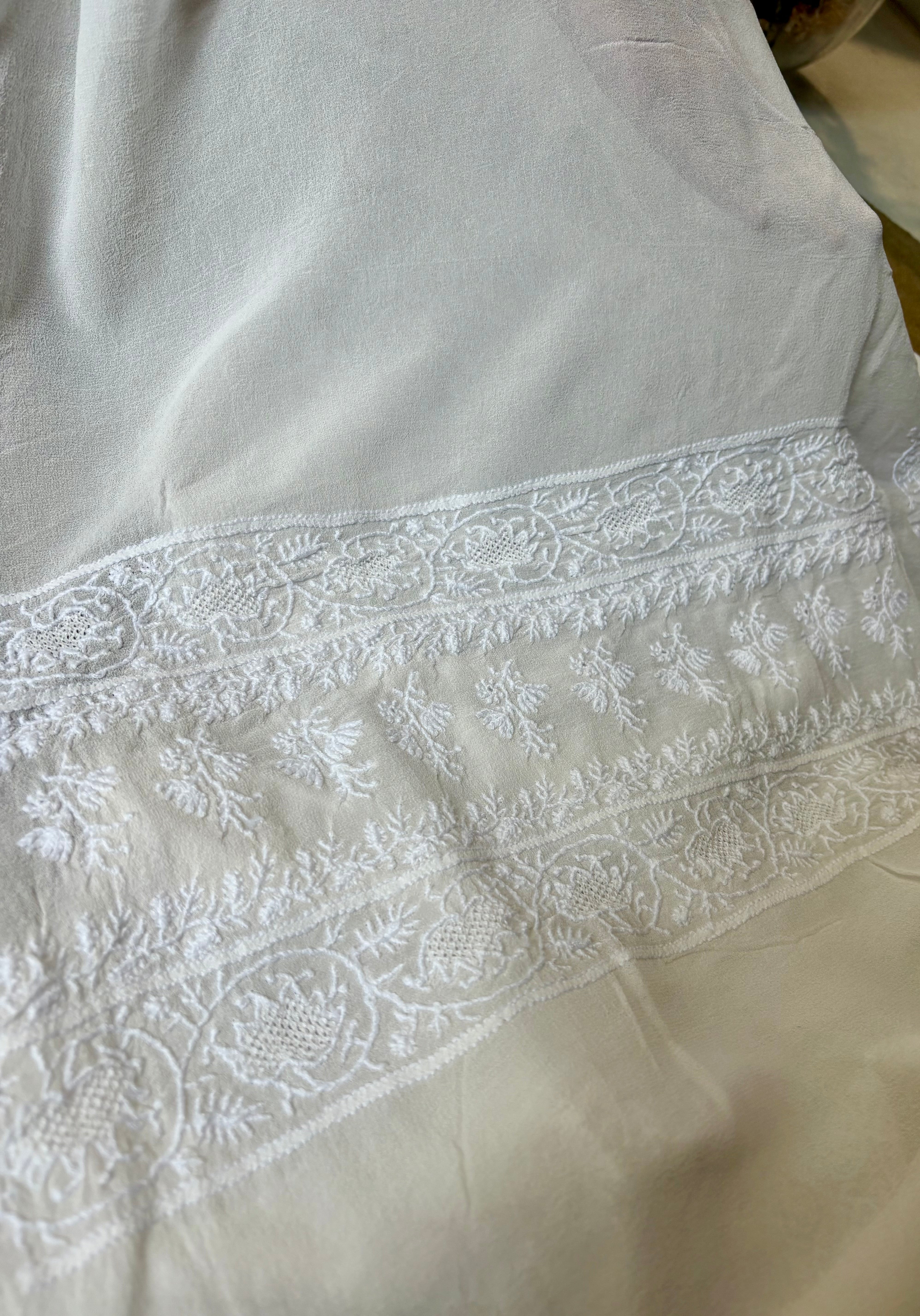 White Chikankari Saree