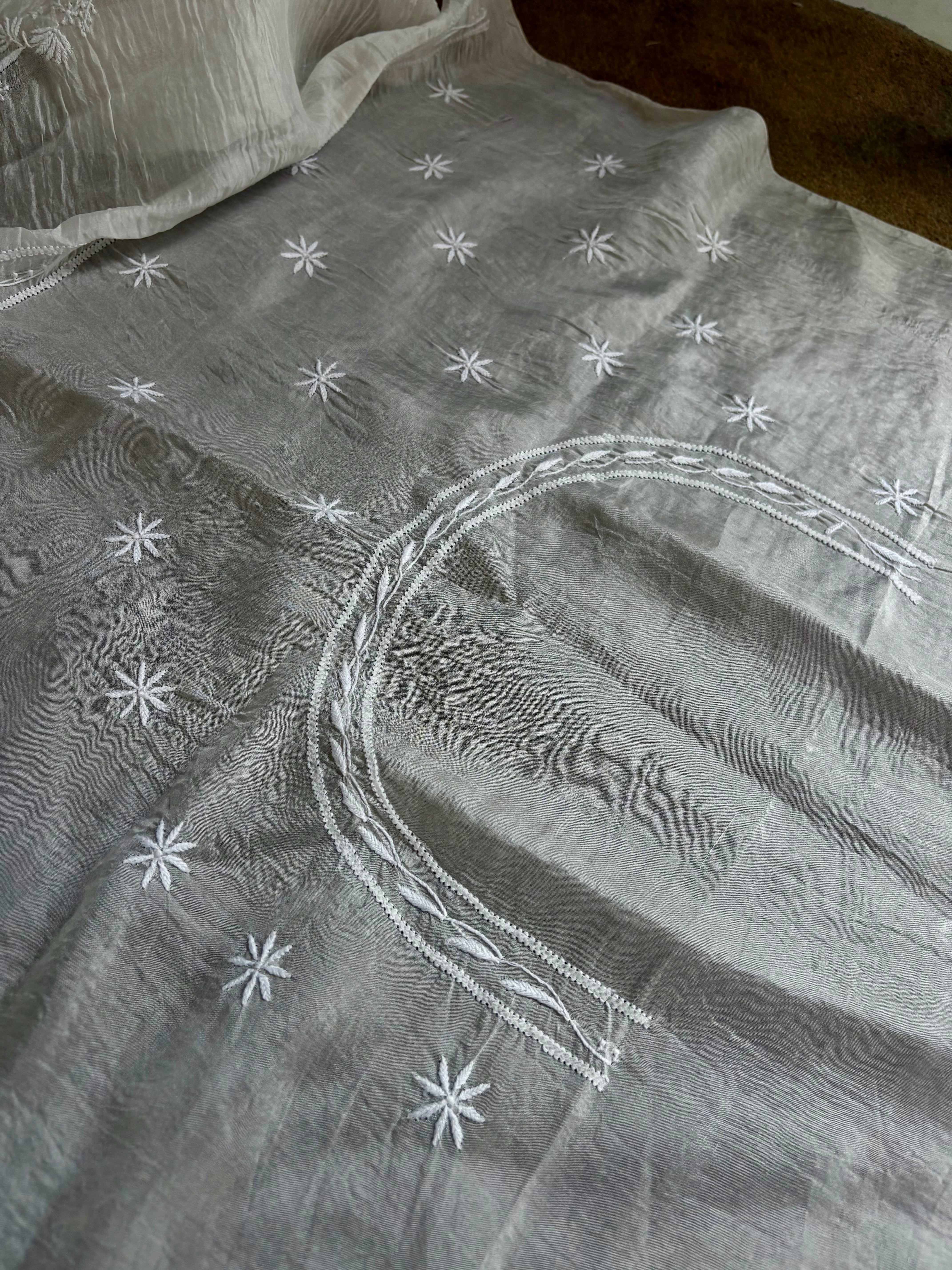 White Organza Chikankari Saree