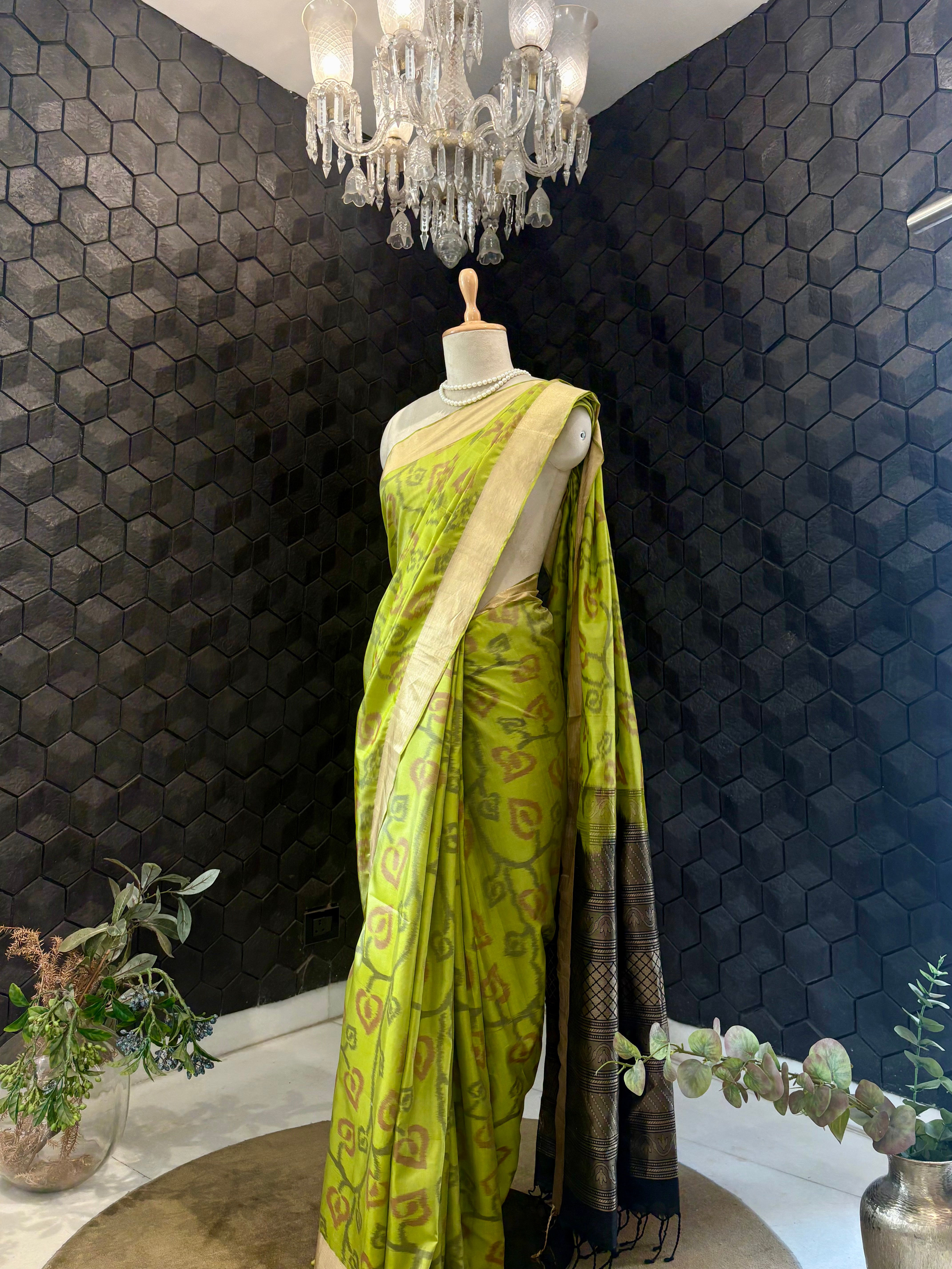 Lime Green Silk Saree
