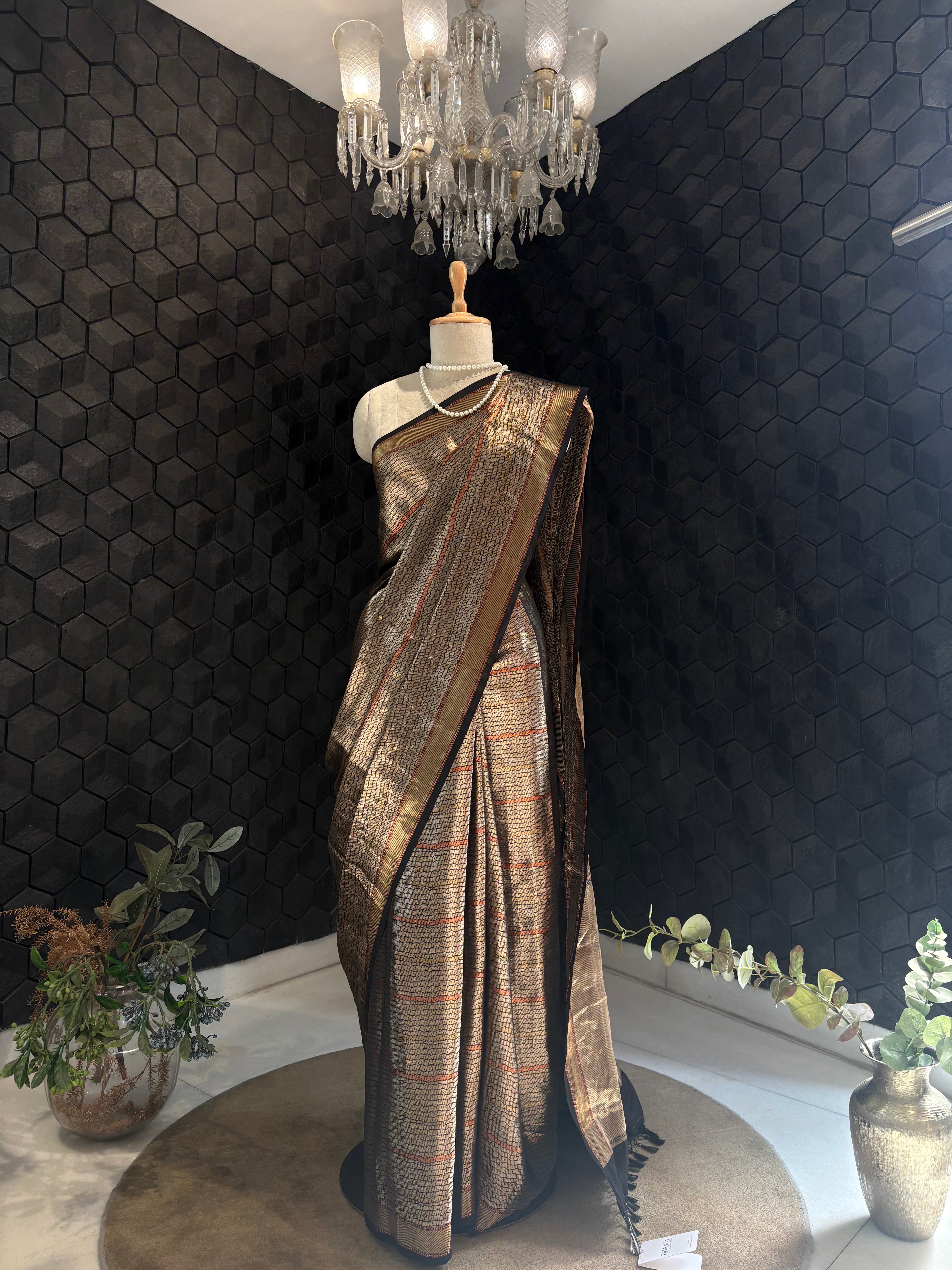 Black Gold Tissue Saree