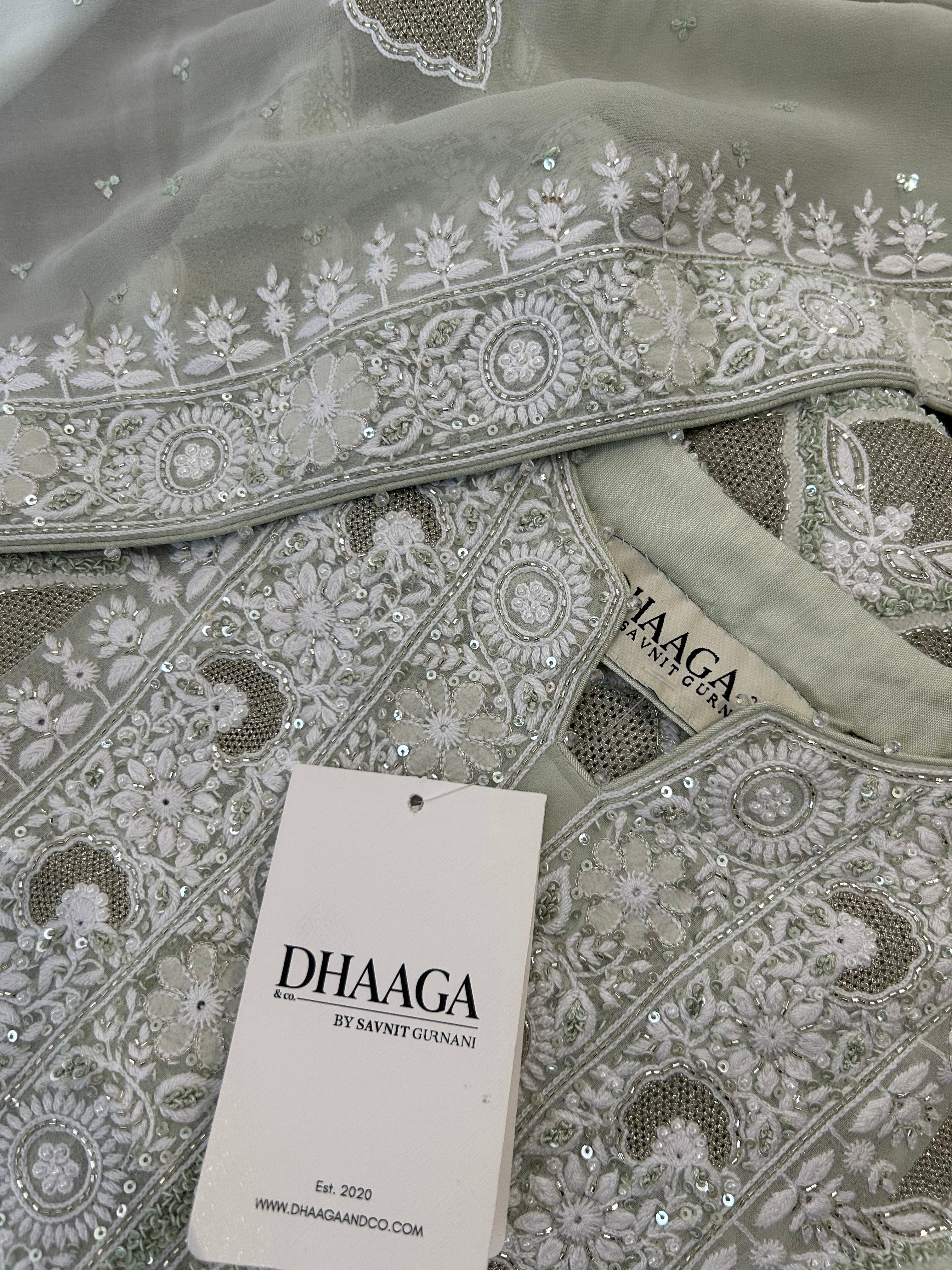 Green Ek Taar Georgette Chikankari Kurta Set
