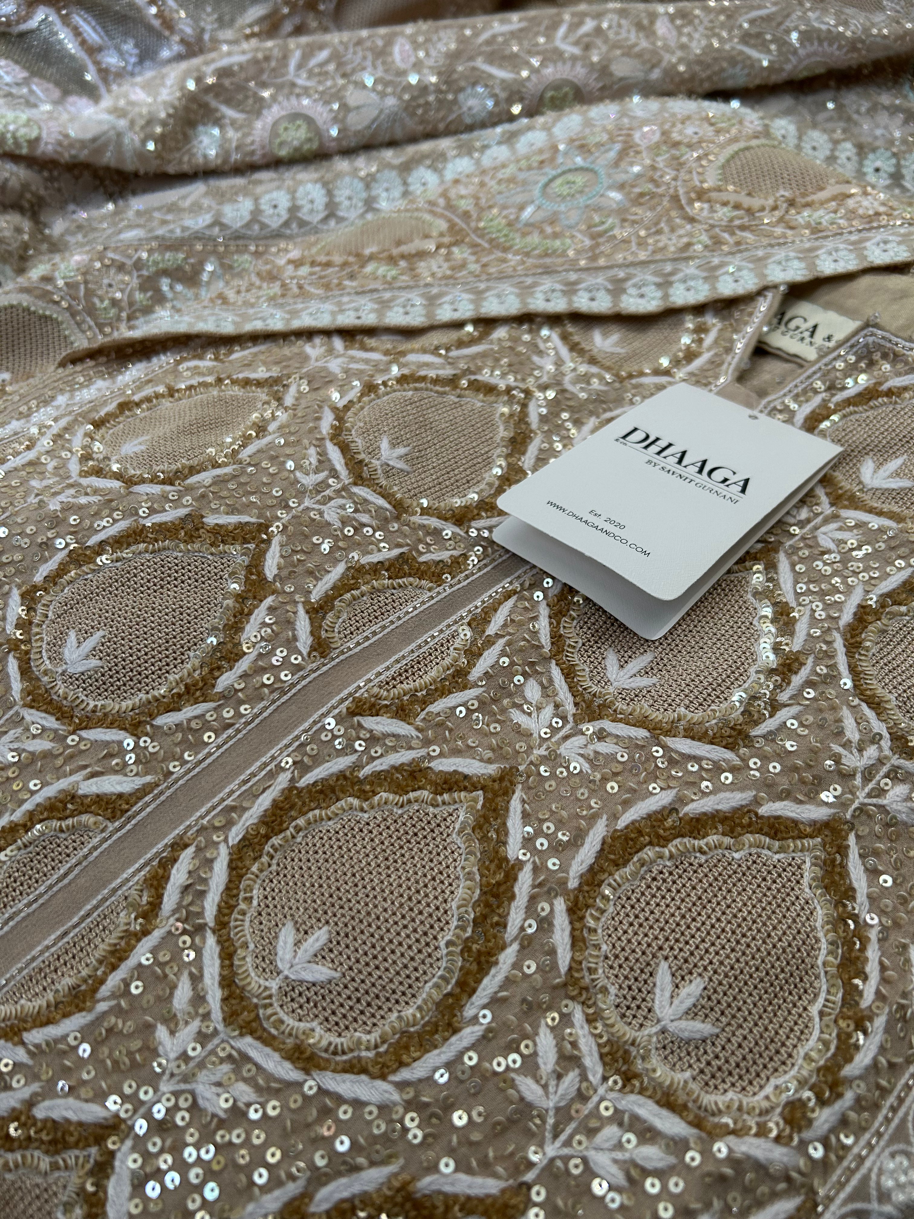 Brown Ek-Taar Georgette Chikankari Kurta Set