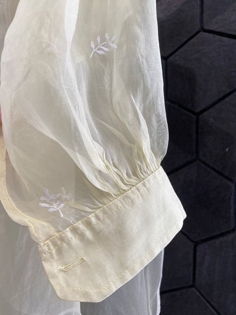 Lemon Organza Chikankari Shirt