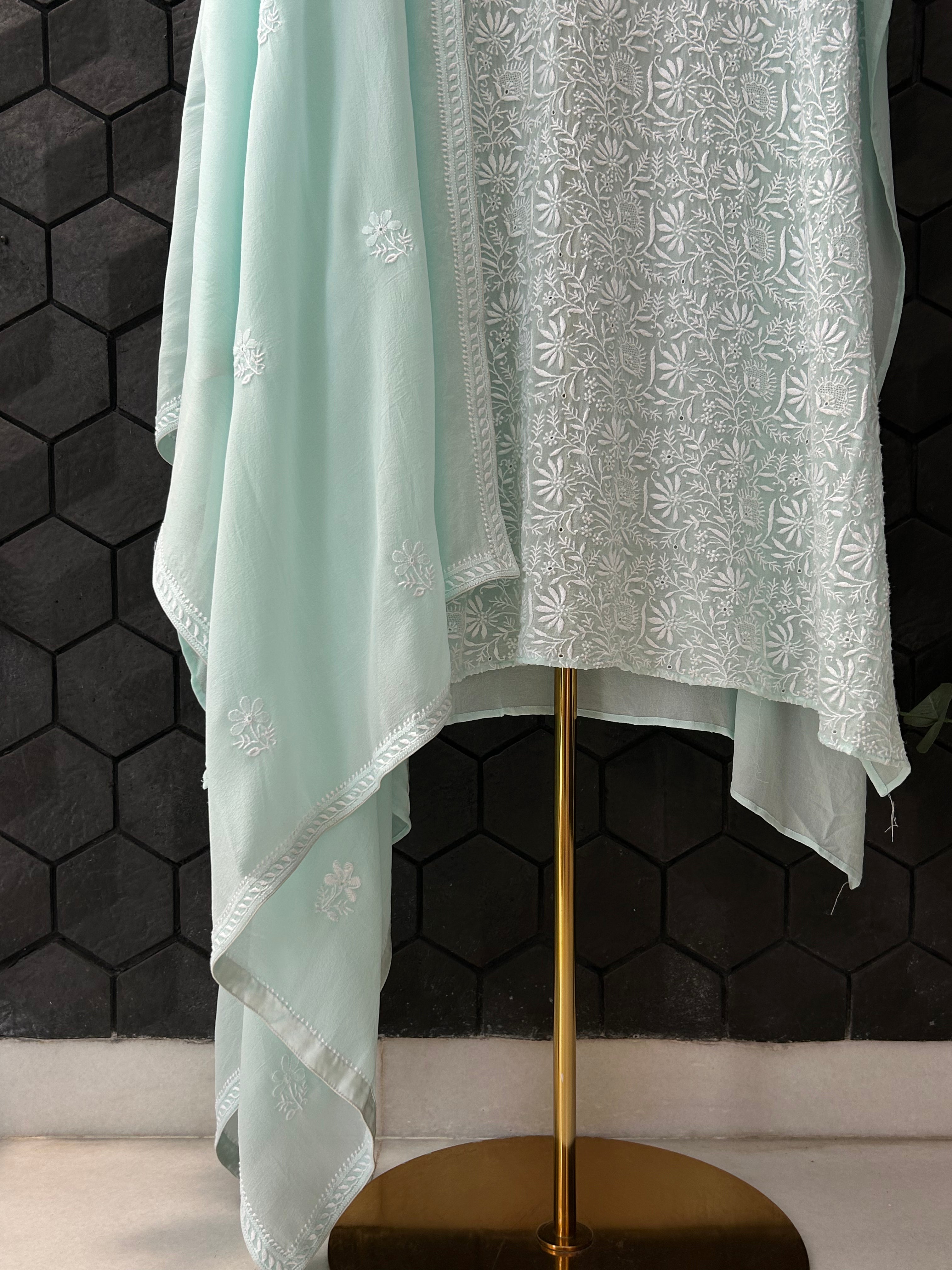 Light Blue Georgette Chikankari Kurta Set