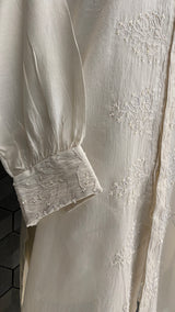 Classic white chanderi chikankari long shirt