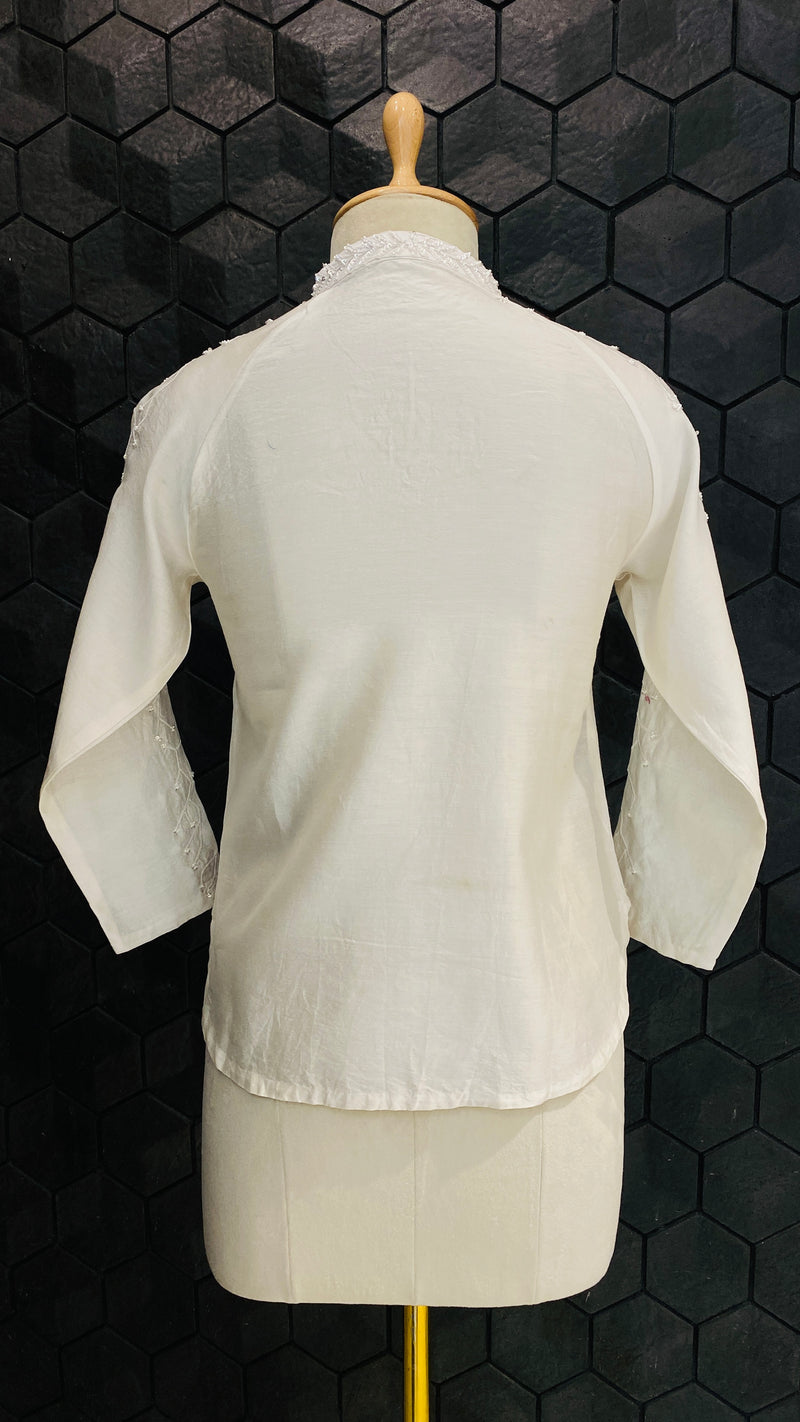 Classic White chanderi chikankari shirt