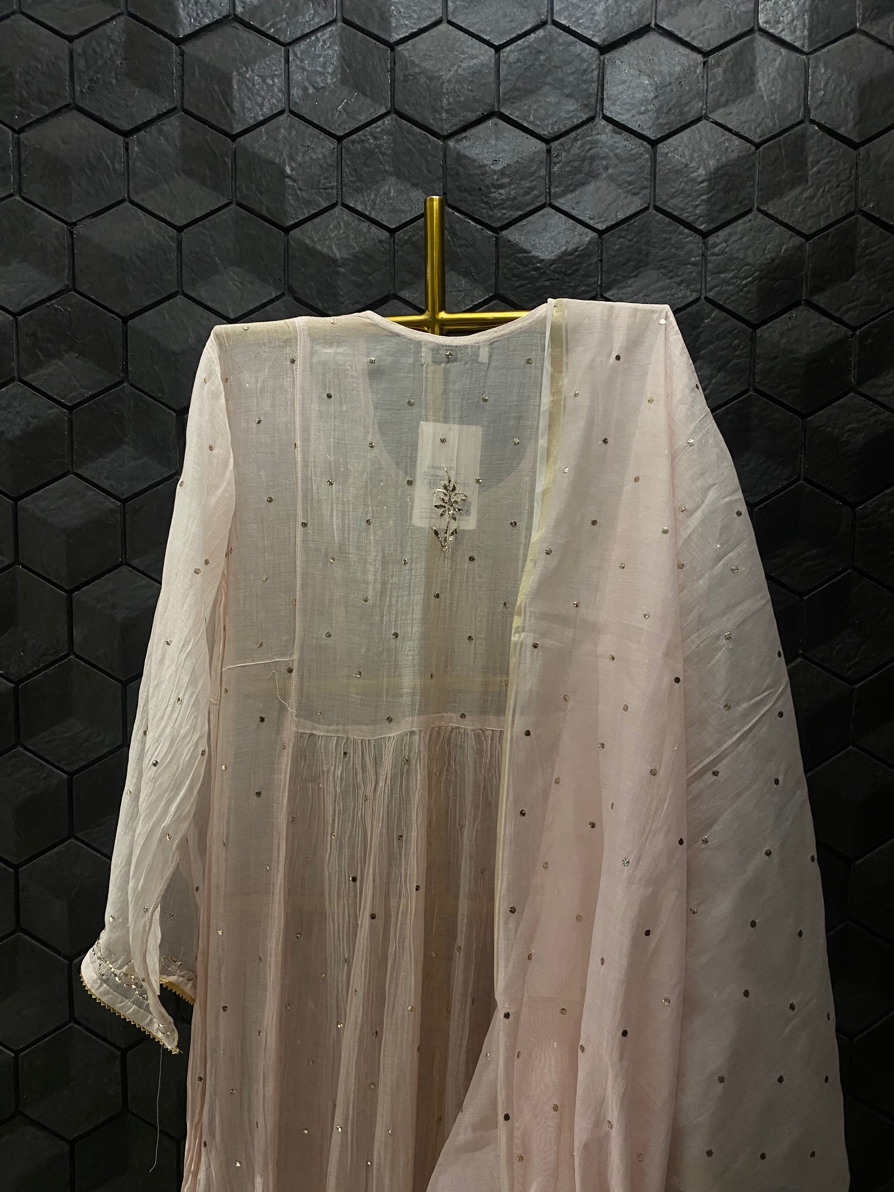 Pink Mul Chanderi Mukaish Kurta Set
