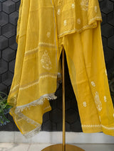Yellow Silver Tissue Chikankari Garara Set