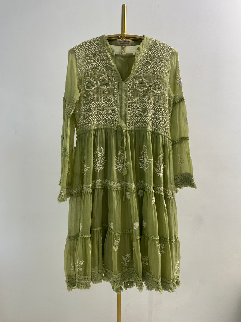 Premium chanderi chikankari dress